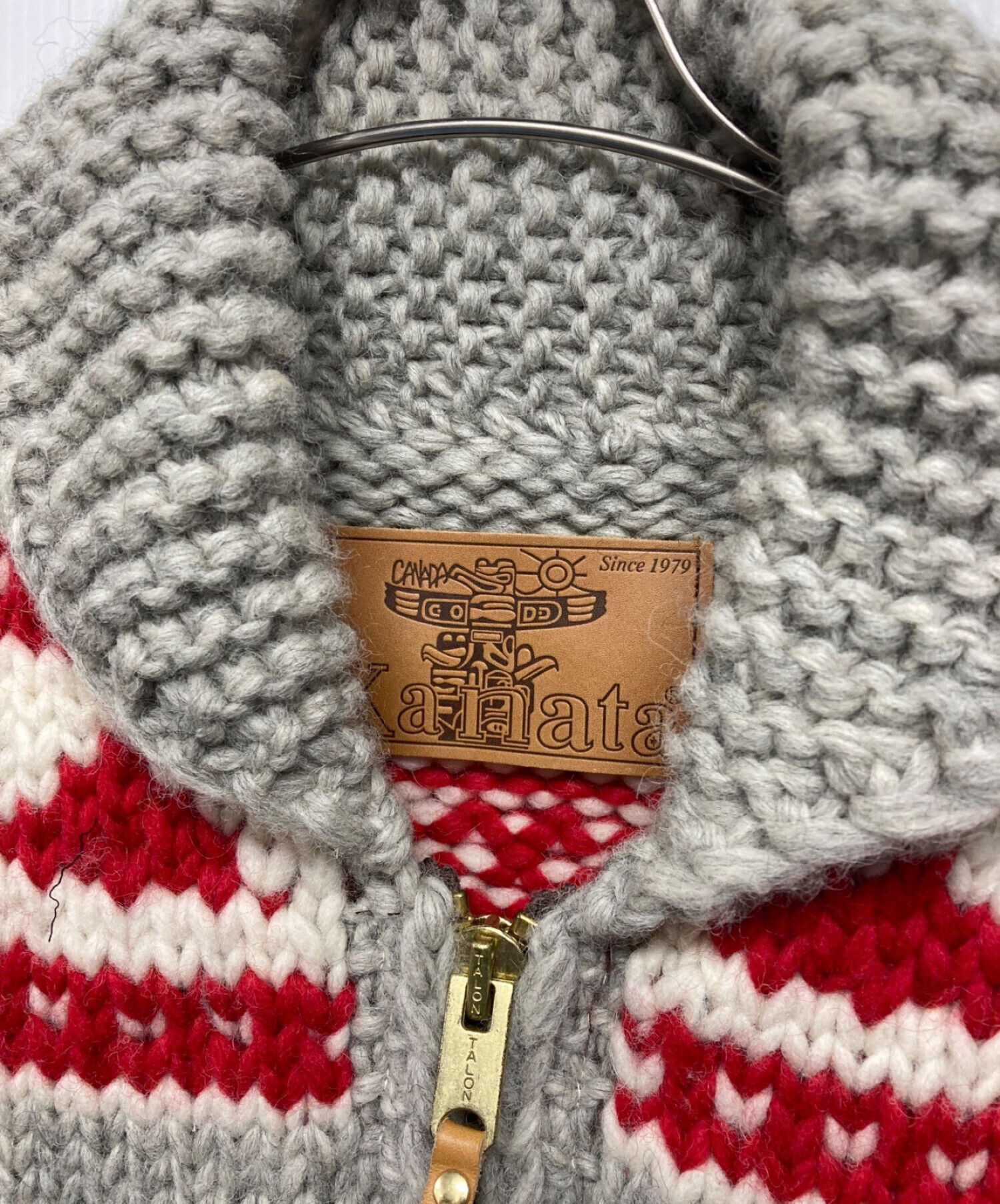 中古・古着通販】KANATA (カナタ) カウチンニットカーディガン グレー