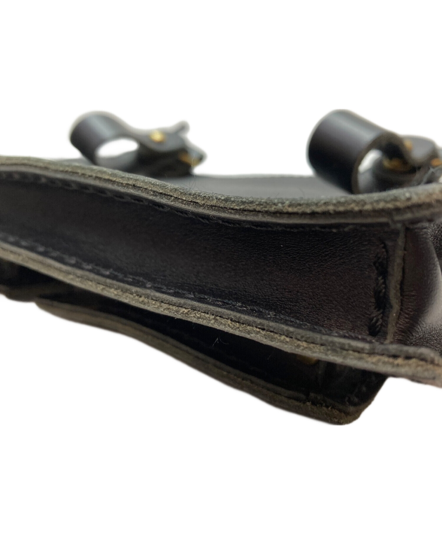 中古・古着通販】Herz (ヘルツ) スクエアレザーベルトポーチ ブラック