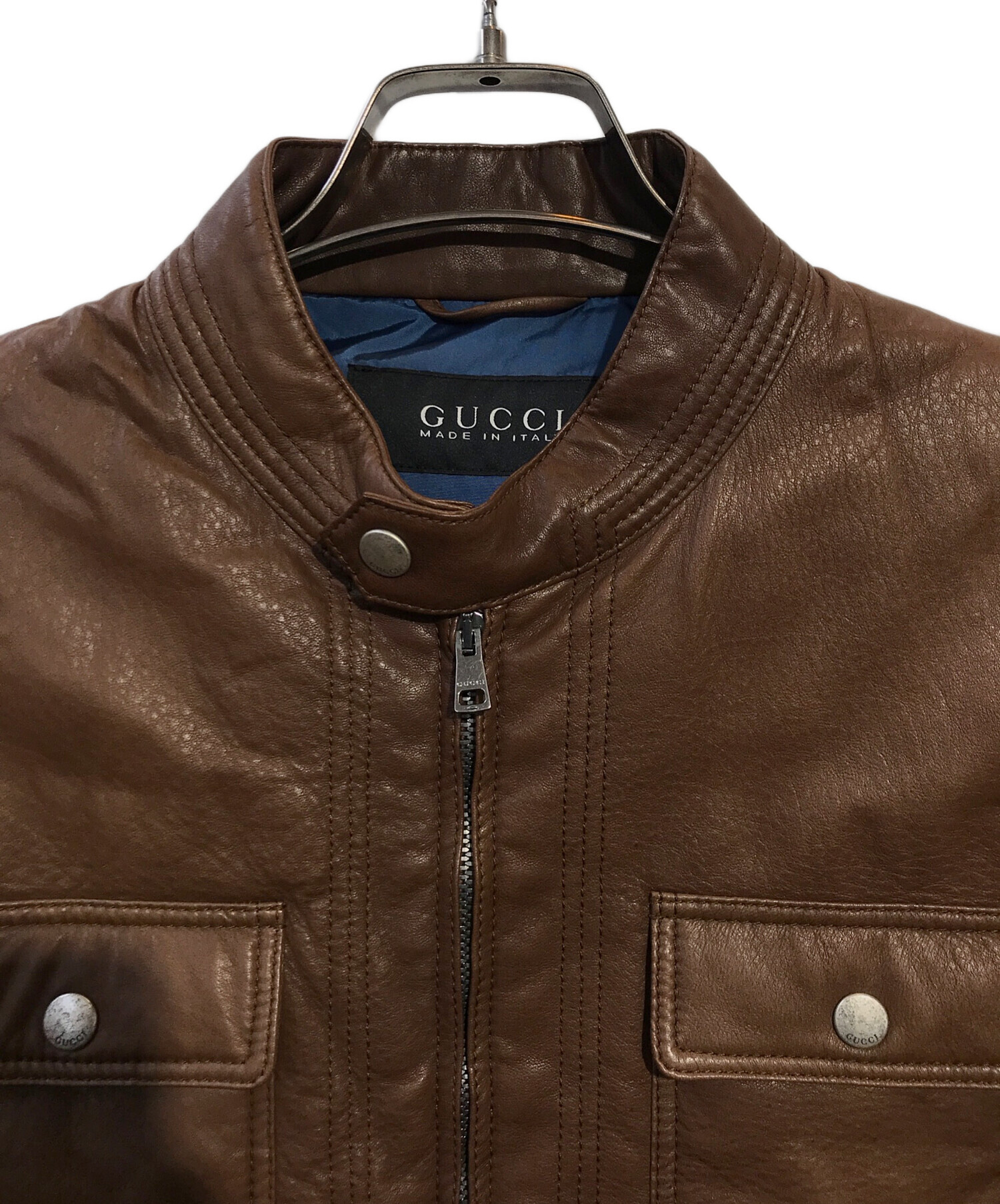 中古・古着通販】GUCCI (グッチ) ラムレザージャケット ブラウン