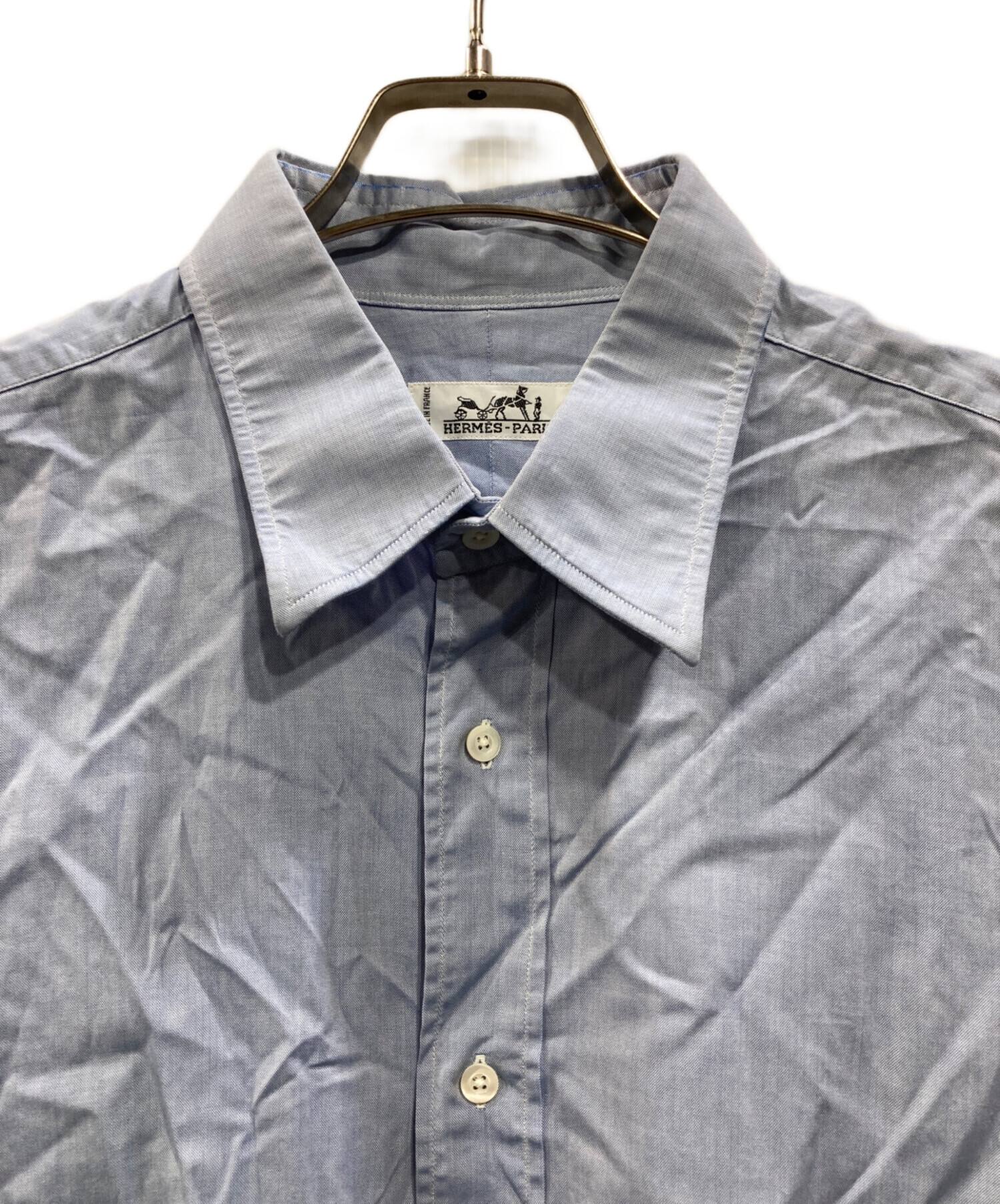 中古・古着通販】HERMES (エルメス) セリエボタンドレスシャツ ブルー