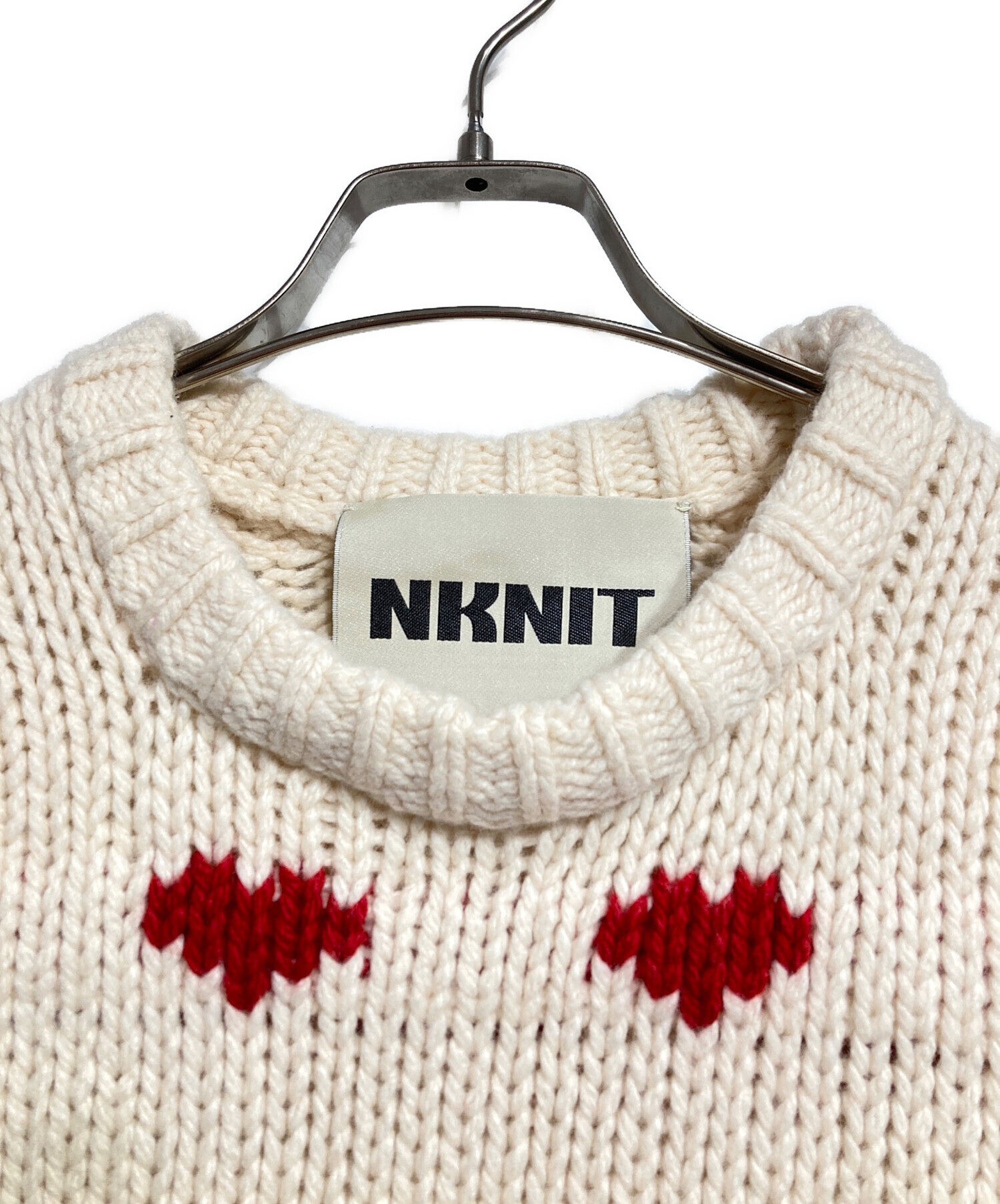 中古・古着通販】NKNIT (ンニット) Heart pattern ショート丈ニット