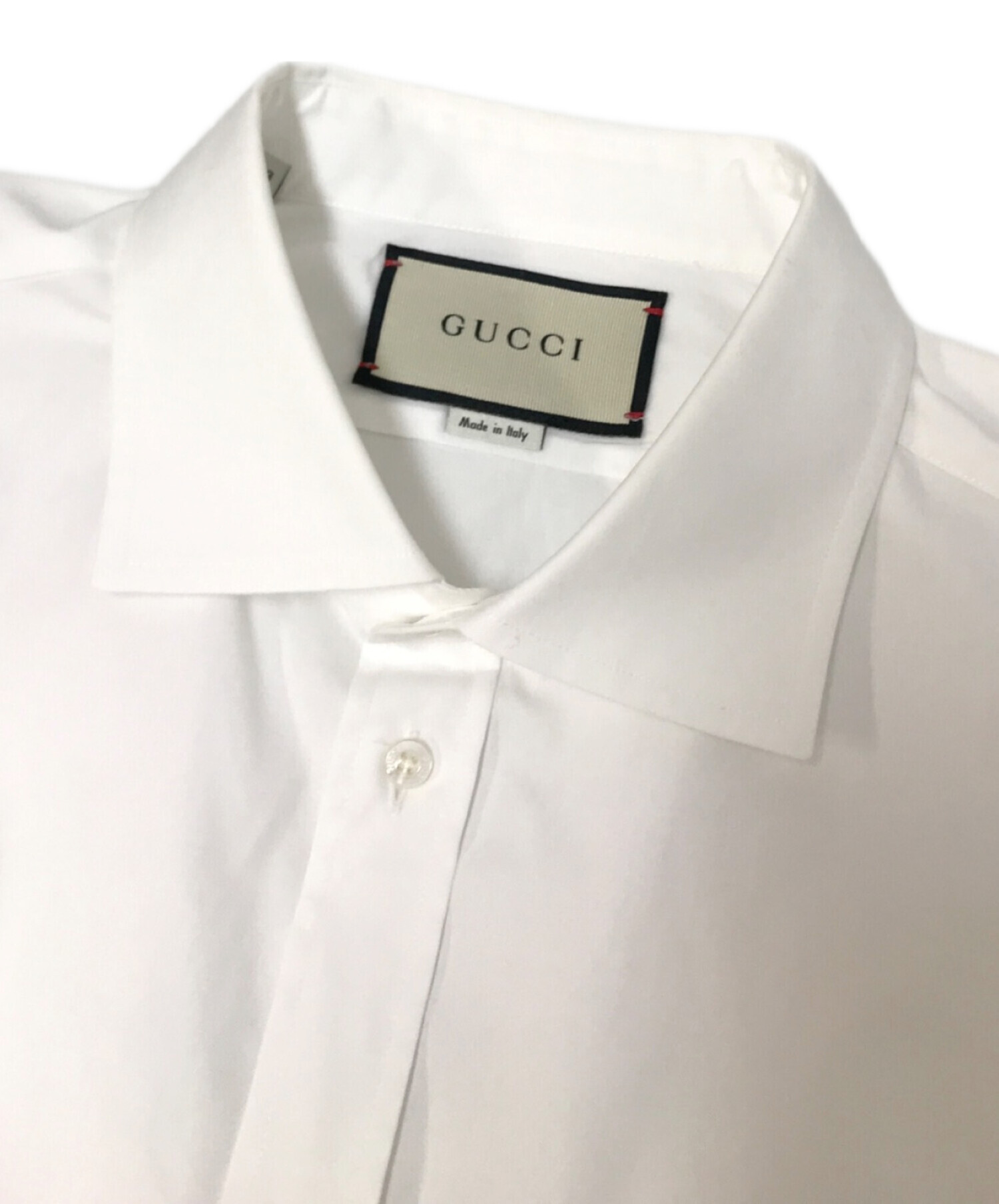 中古・古着通販】GUCCI (グッチ) エンブレム刺繍シャツ ホワイト