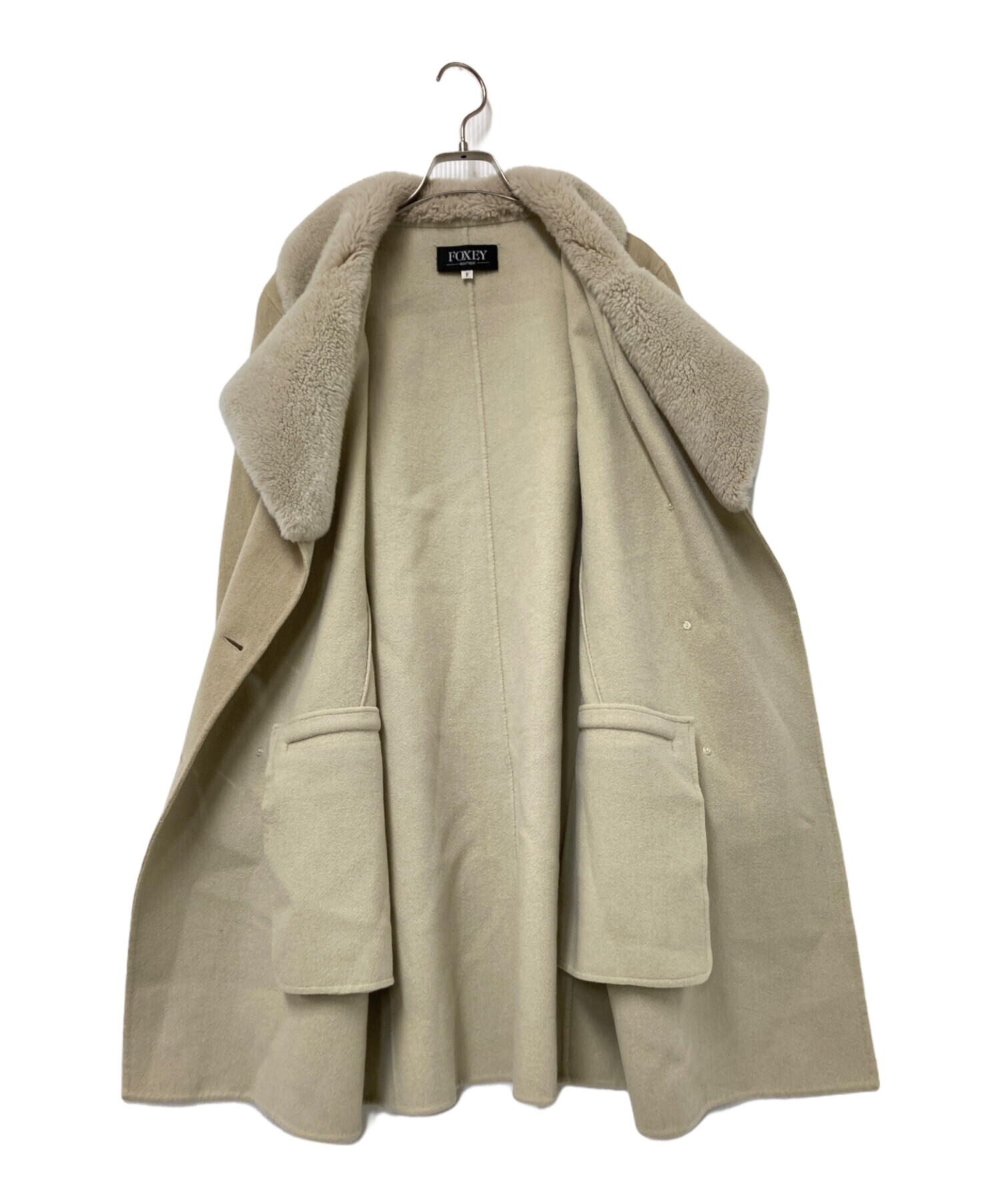 中古・古着通販】FOXEY (フォクシー) カシミヤ混ウールコート ベージュ