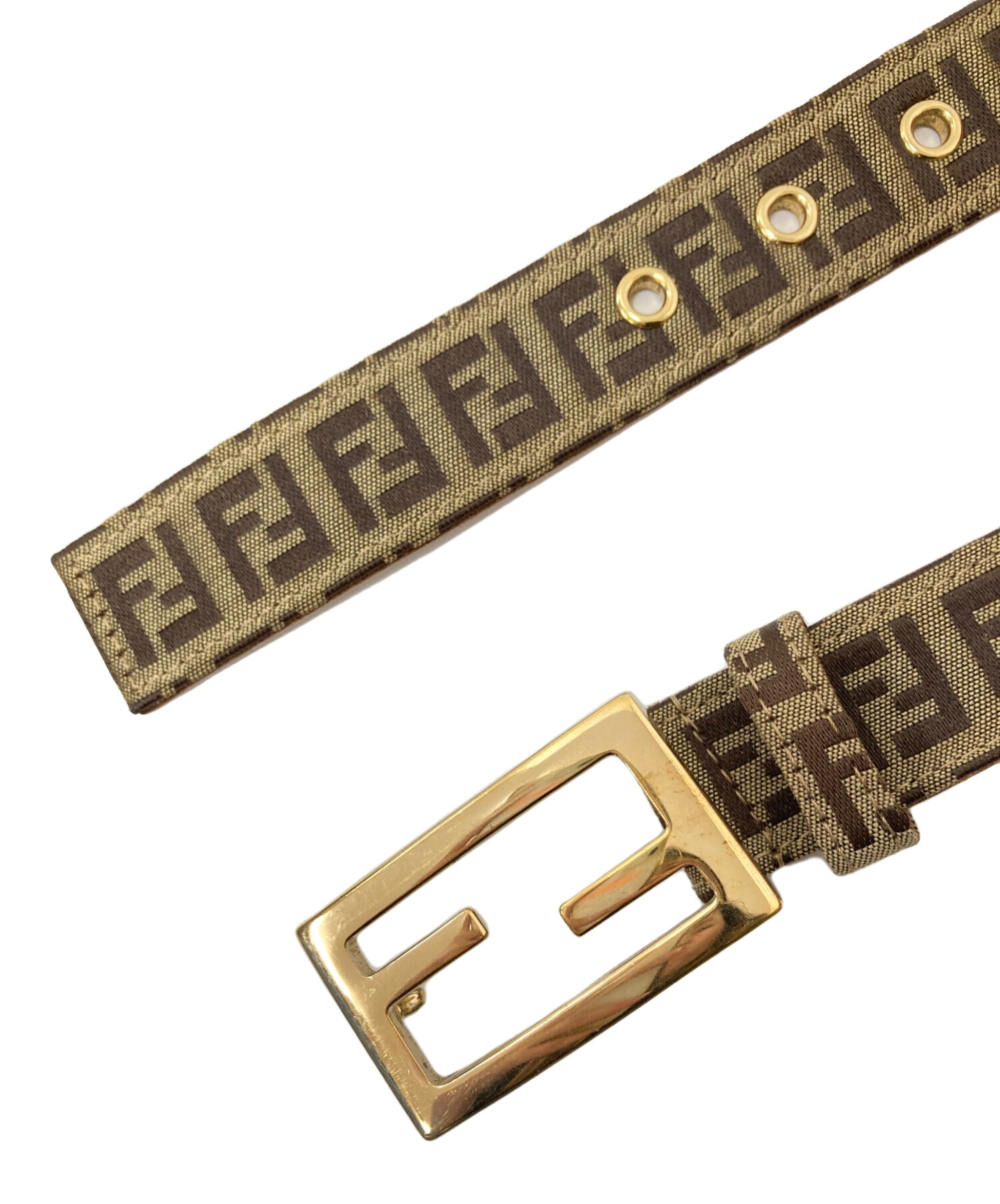 中古・古着通販】FENDI (フェンディ) FFロゴベルト ブラウン×ベージュ