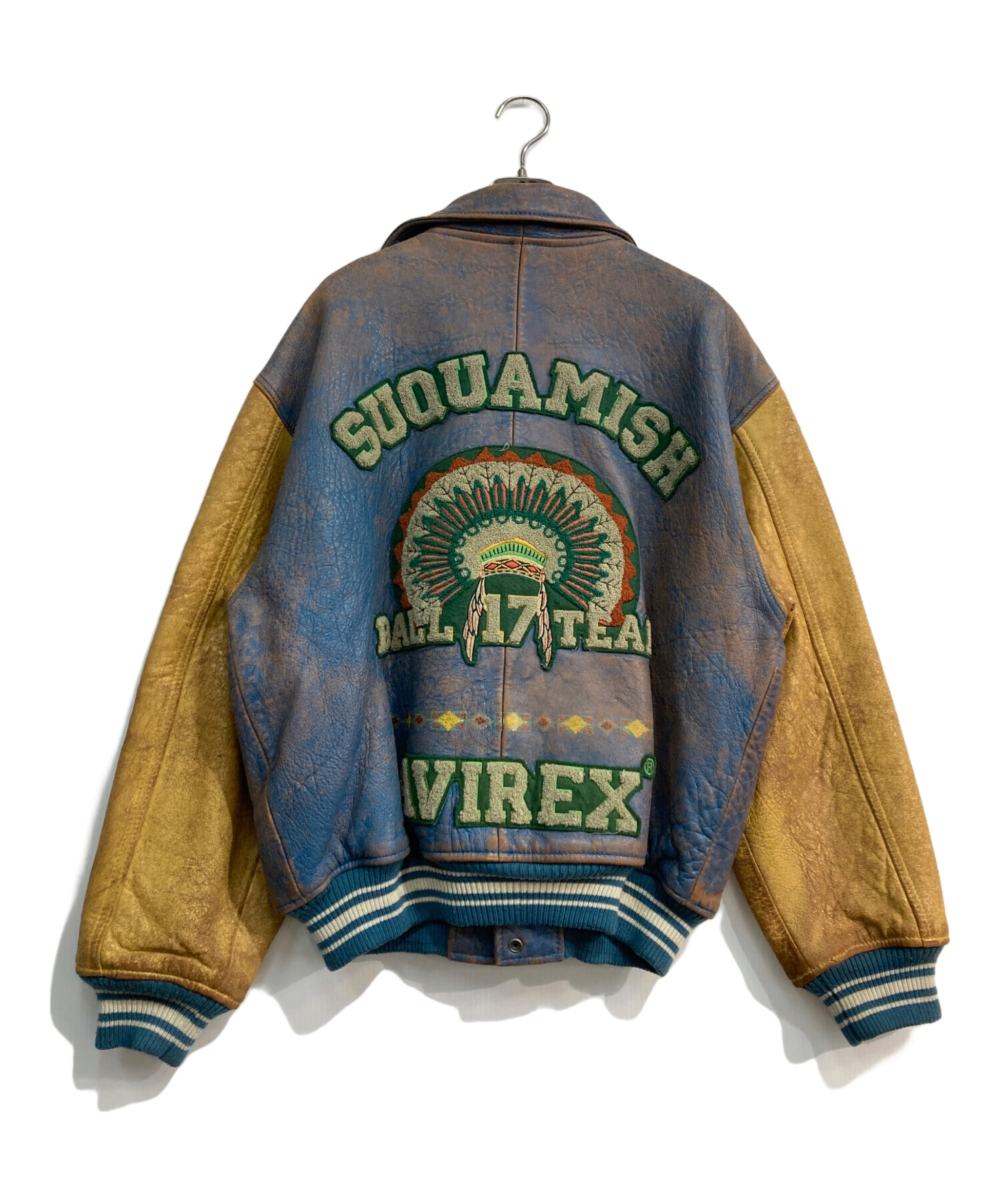 中古・古着通販】AVIREX (アヴィレックス) レザースタジャン ブルー