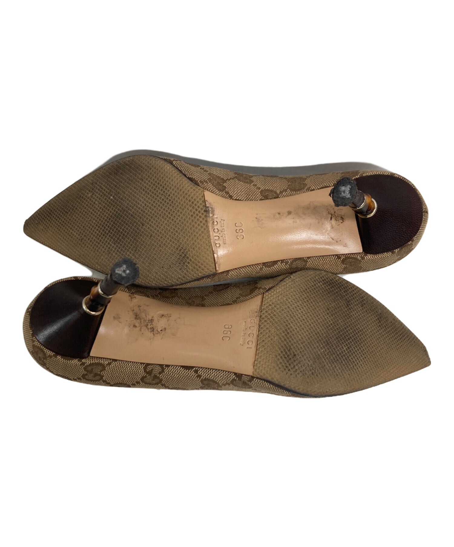 中古・古着通販】GUCCI (グッチ) バンブーヒールパンプス ベージュ