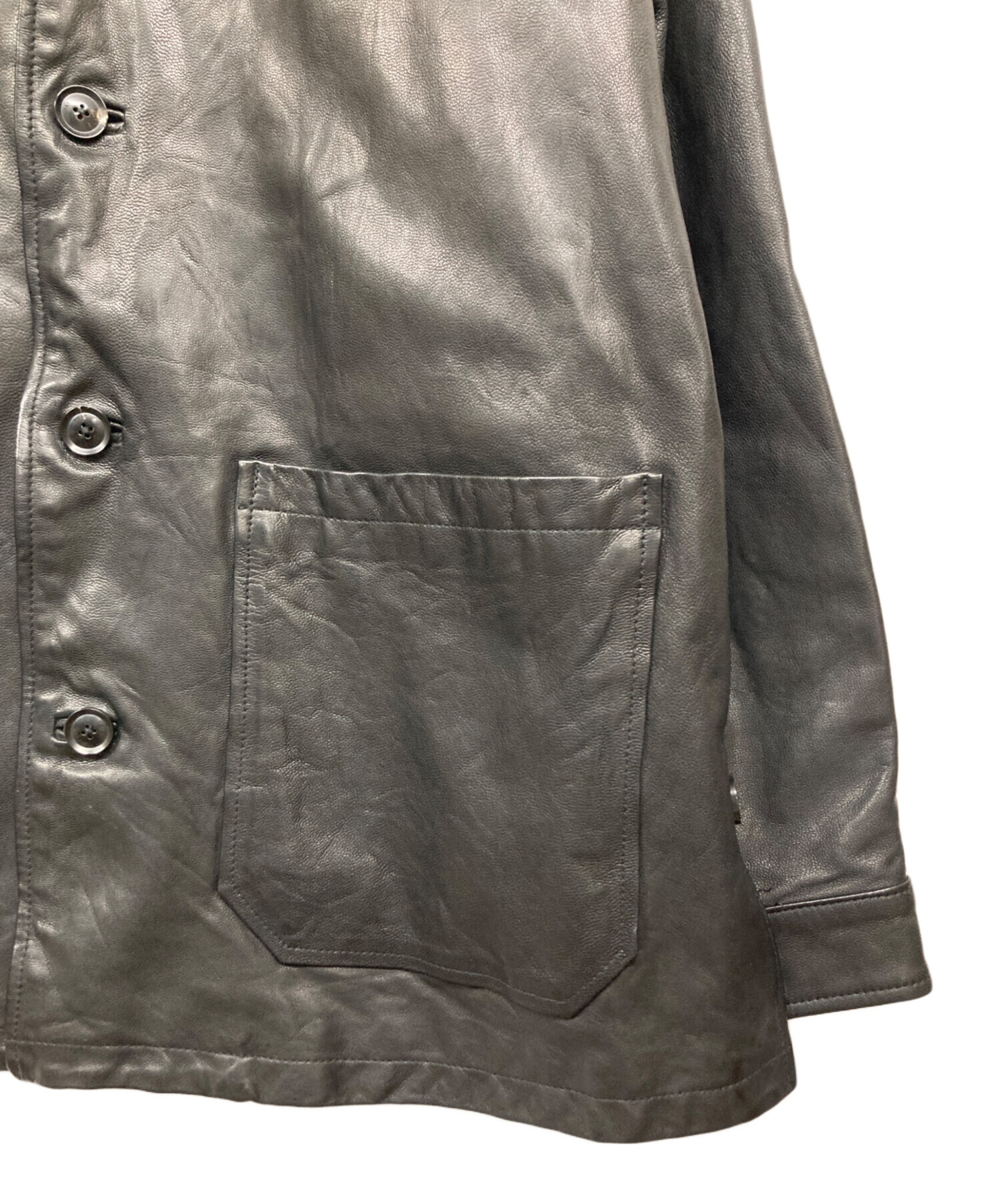 中古・古着通販】YOKE (ヨーク) Goat Leather Car Coat ブラック