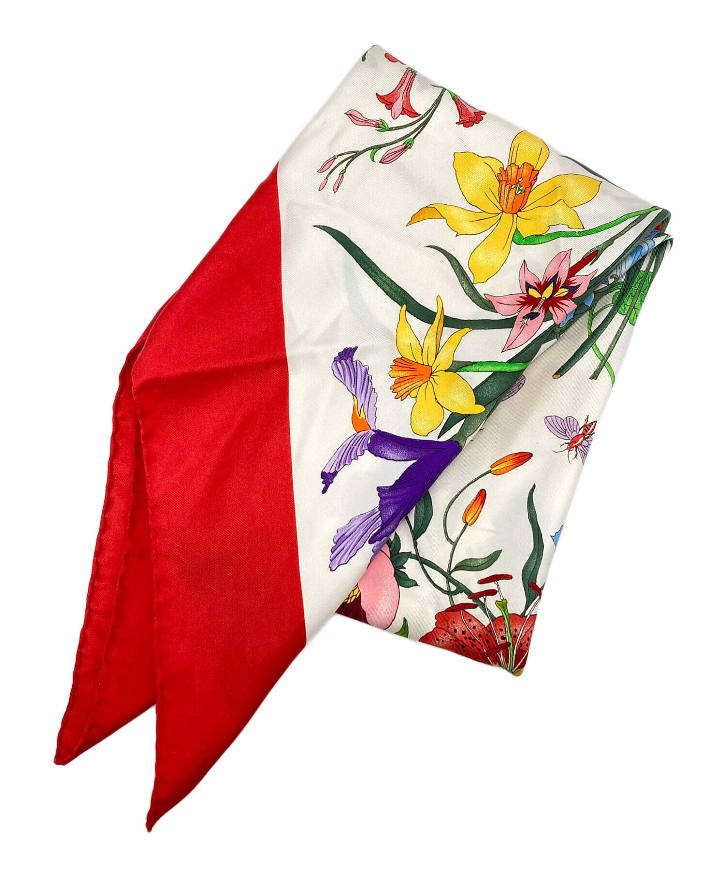 中古・古着通販】GUCCI (グッチ) フローラシルクスカーフ レッド