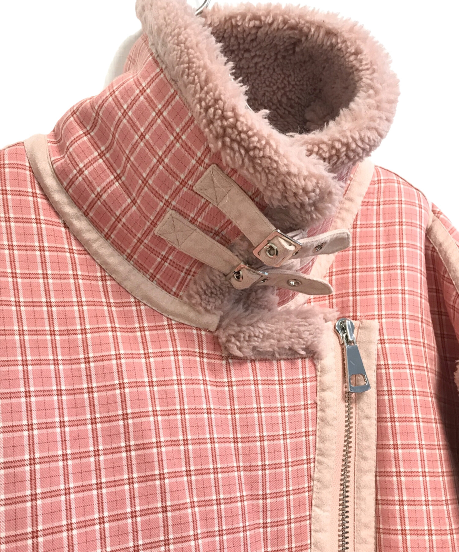 中古・古着通販】HEIHEI (ヘイヘイ) 切替ボアジャケット ピンク サイズ