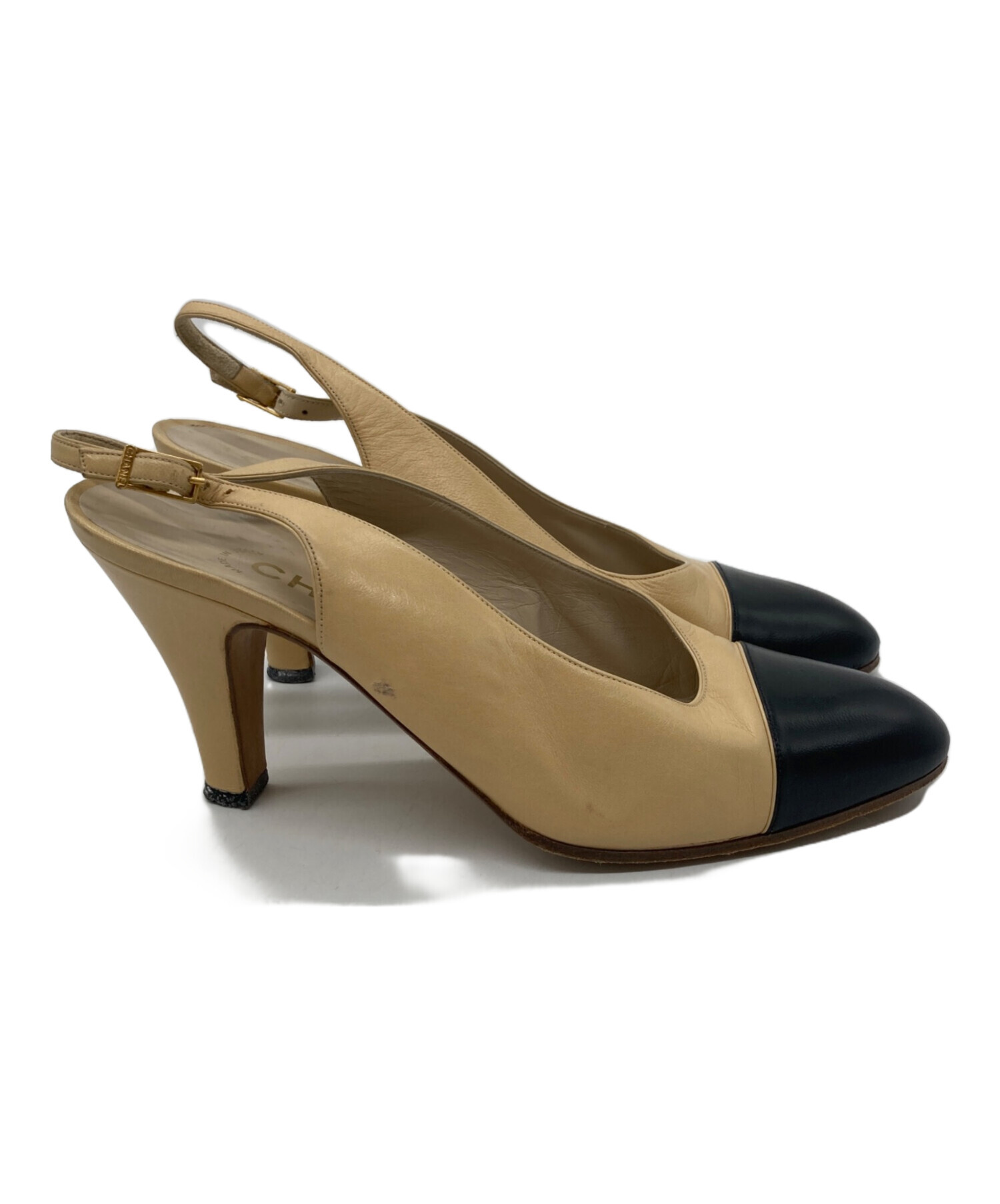 中古・古着通販】CHANEL (シャネル) バイカラーパンプス ベージュ