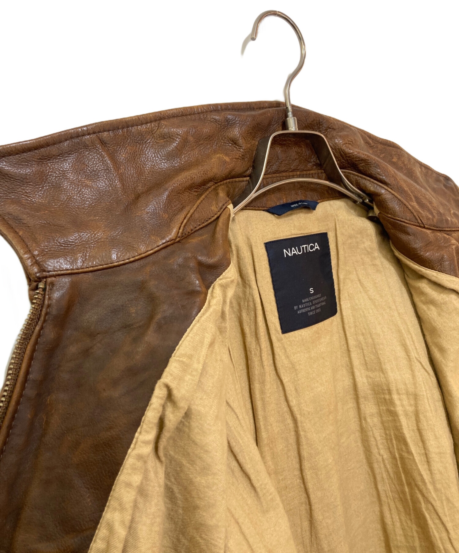 中古・古着通販】NAUTICA (ノーティカ) レザージャケット ブラウン
