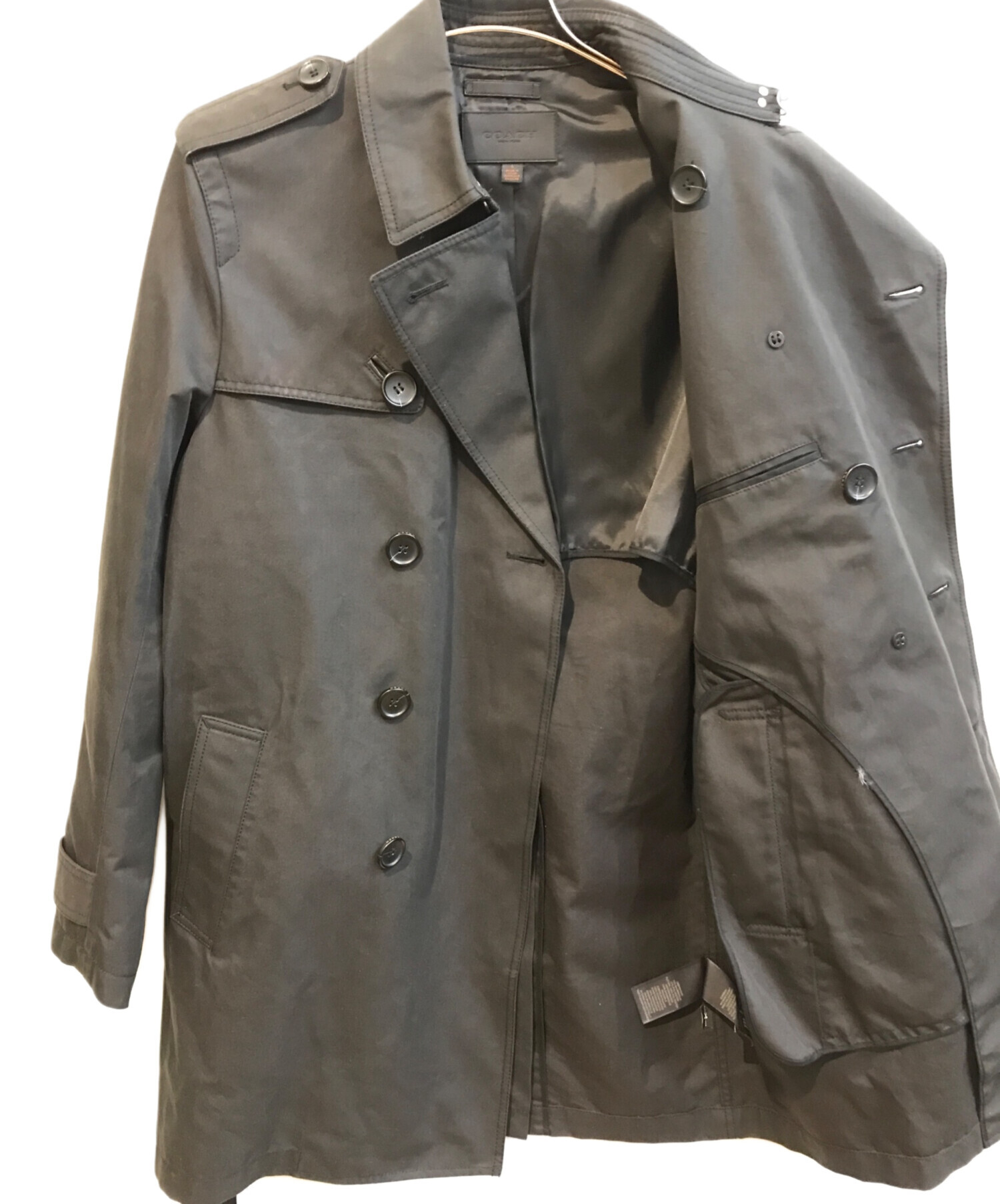 中古・古着通販】COACH (コーチ) トレンチコート ブラック サイズ:S