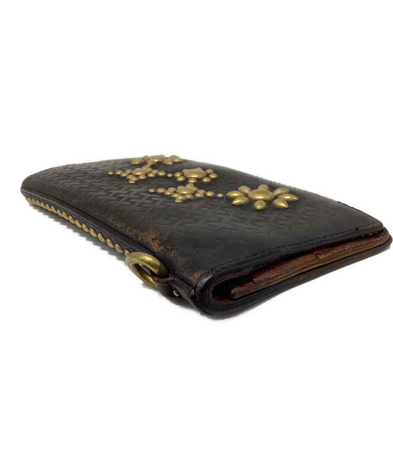 中古・古着通販】CALEE (キャリー) レザースタッズ長財布 ブラック