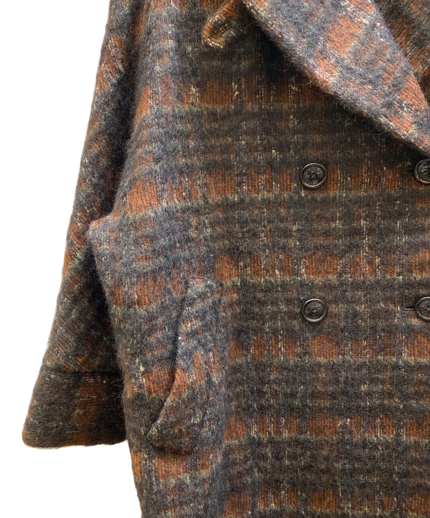 中古・古着通販】ticca (ティッカ) チェック柄モヘア混テントコート