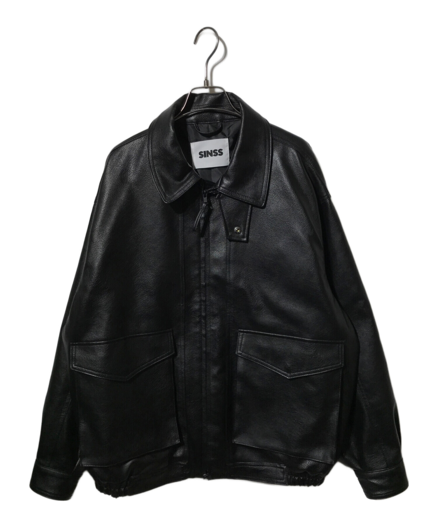 中古・古着通販】SINSS (シンス) フェイクレザージャケット ブラック