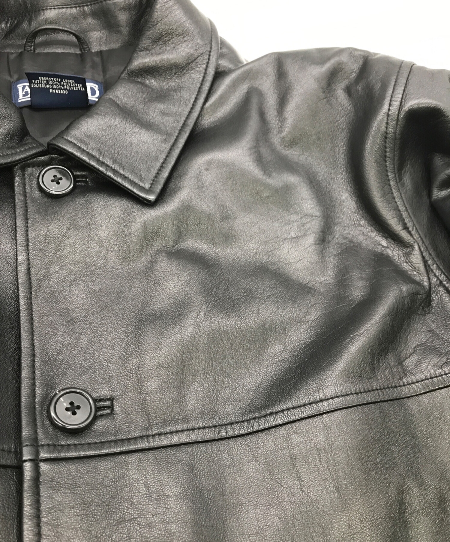 中古・古着通販】LAND'S END (ランズエンド) 90Sレザーコート ブラック