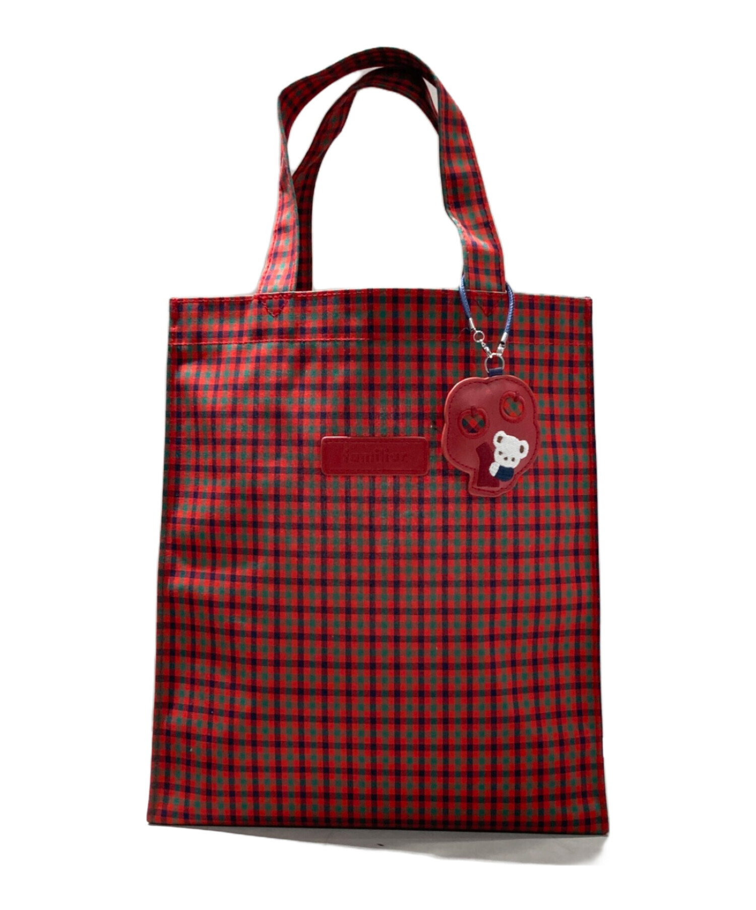 中古・古着通販】familiar (ファミリア) チェックトートバッグ レッド