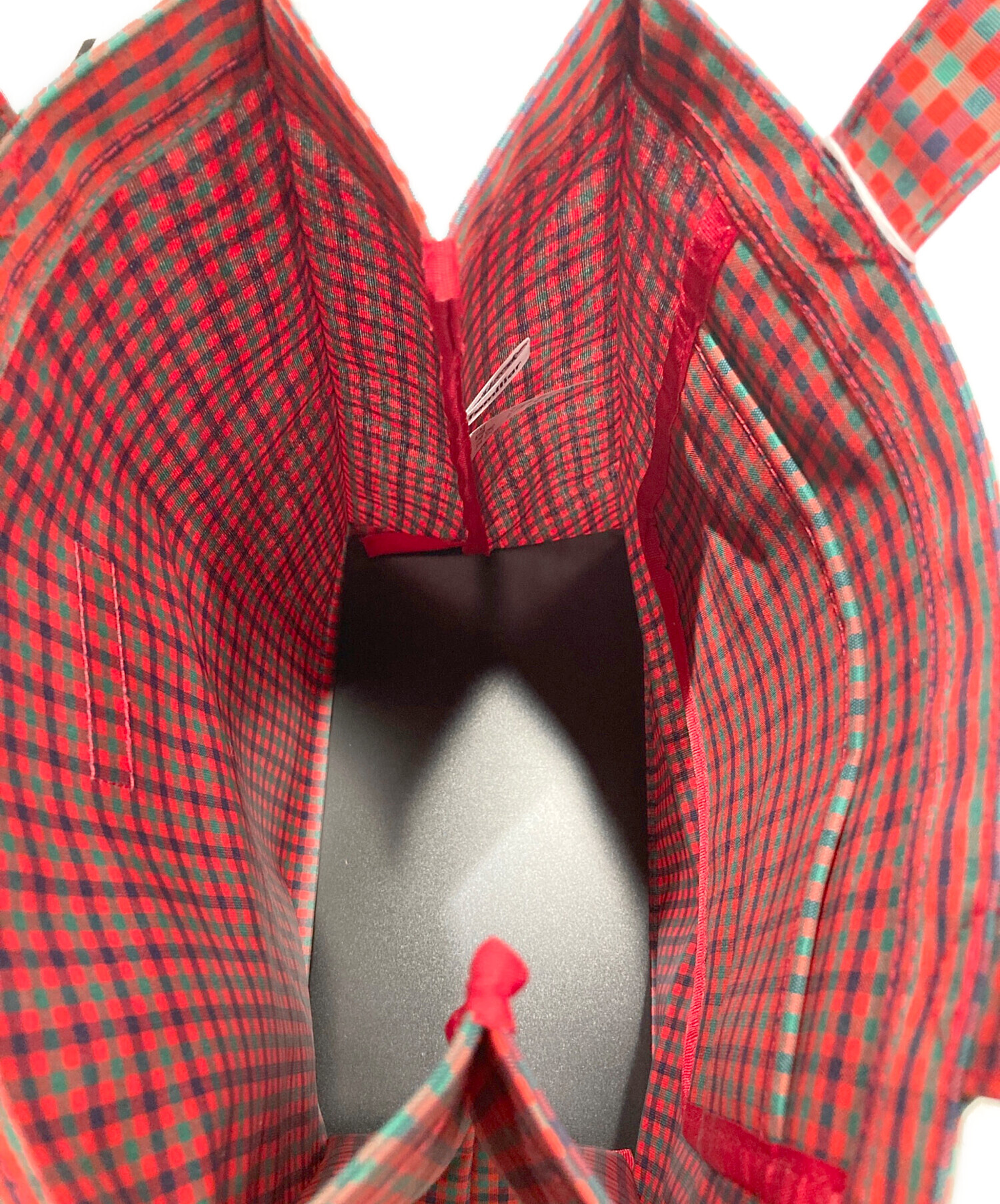 中古・古着通販】familiar (ファミリア) チェックトートバッグ レッド