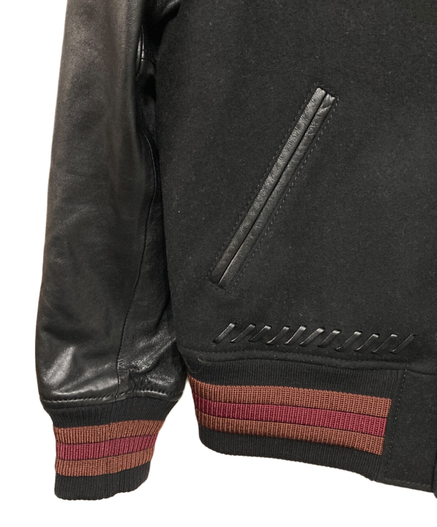 中古・古着通販】COACH (コーチ) レザー切替スタジャン ブラック