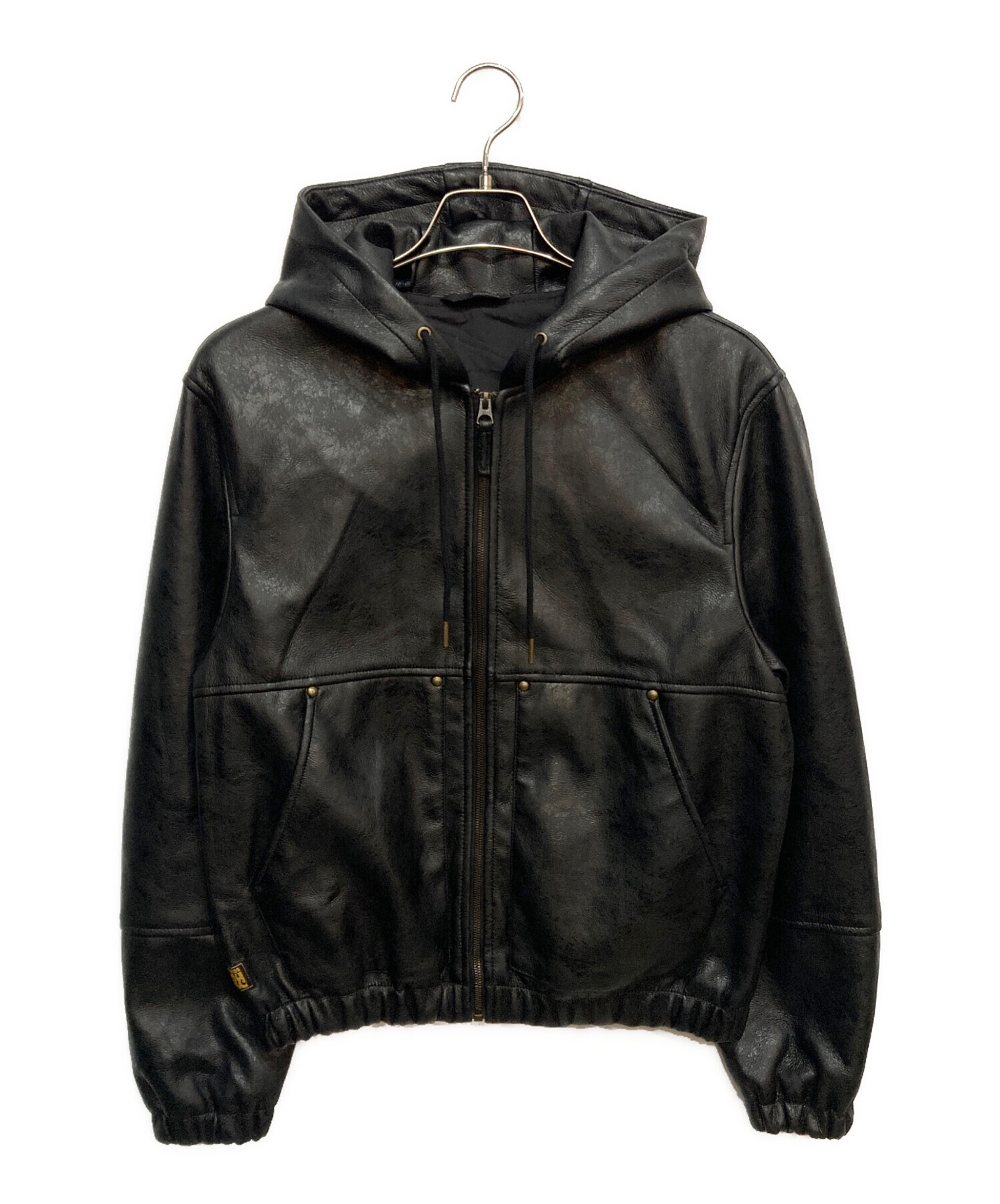 中古・古着通販】ZARA (ザラ) フェイクレザーフーデッドジャケット