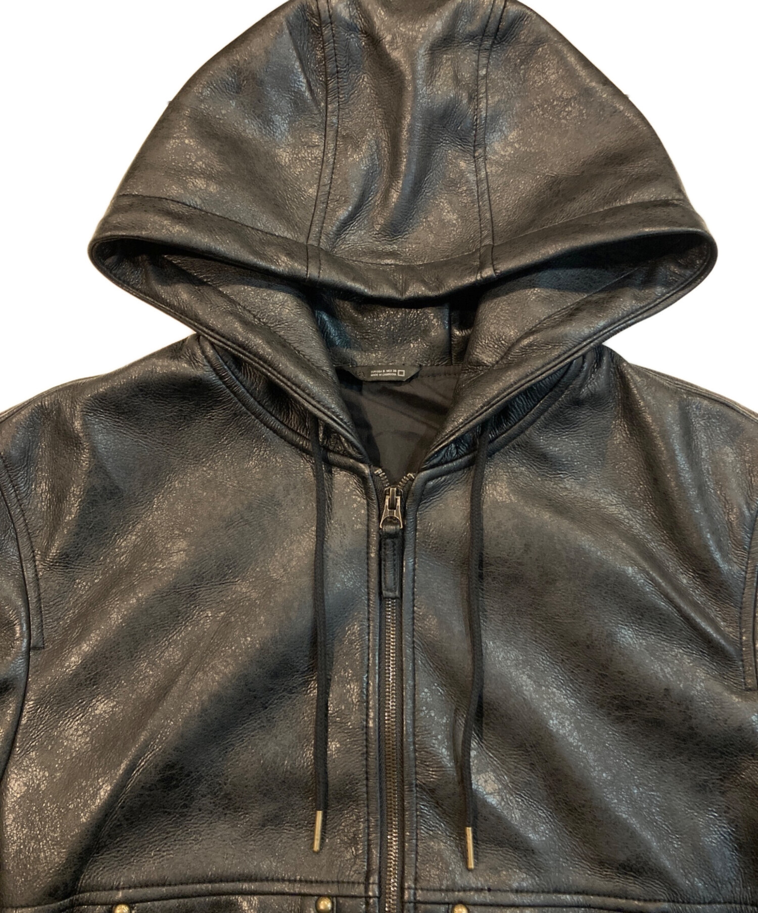 中古・古着通販】ZARA (ザラ) フェイクレザーフーデッドジャケット