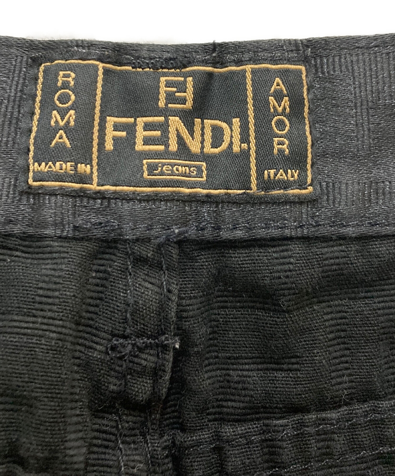 中古・古着通販】FENDI (フェンディ) ズッカ柄デニムパンツ ブラック