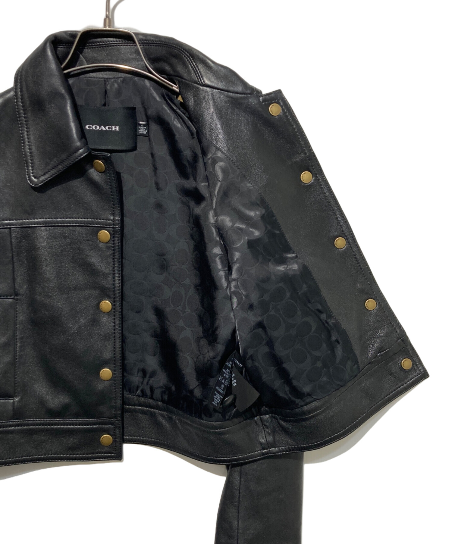 中古・古着通販】COACH (コーチ) レザージャケット ブラック サイズ:XS