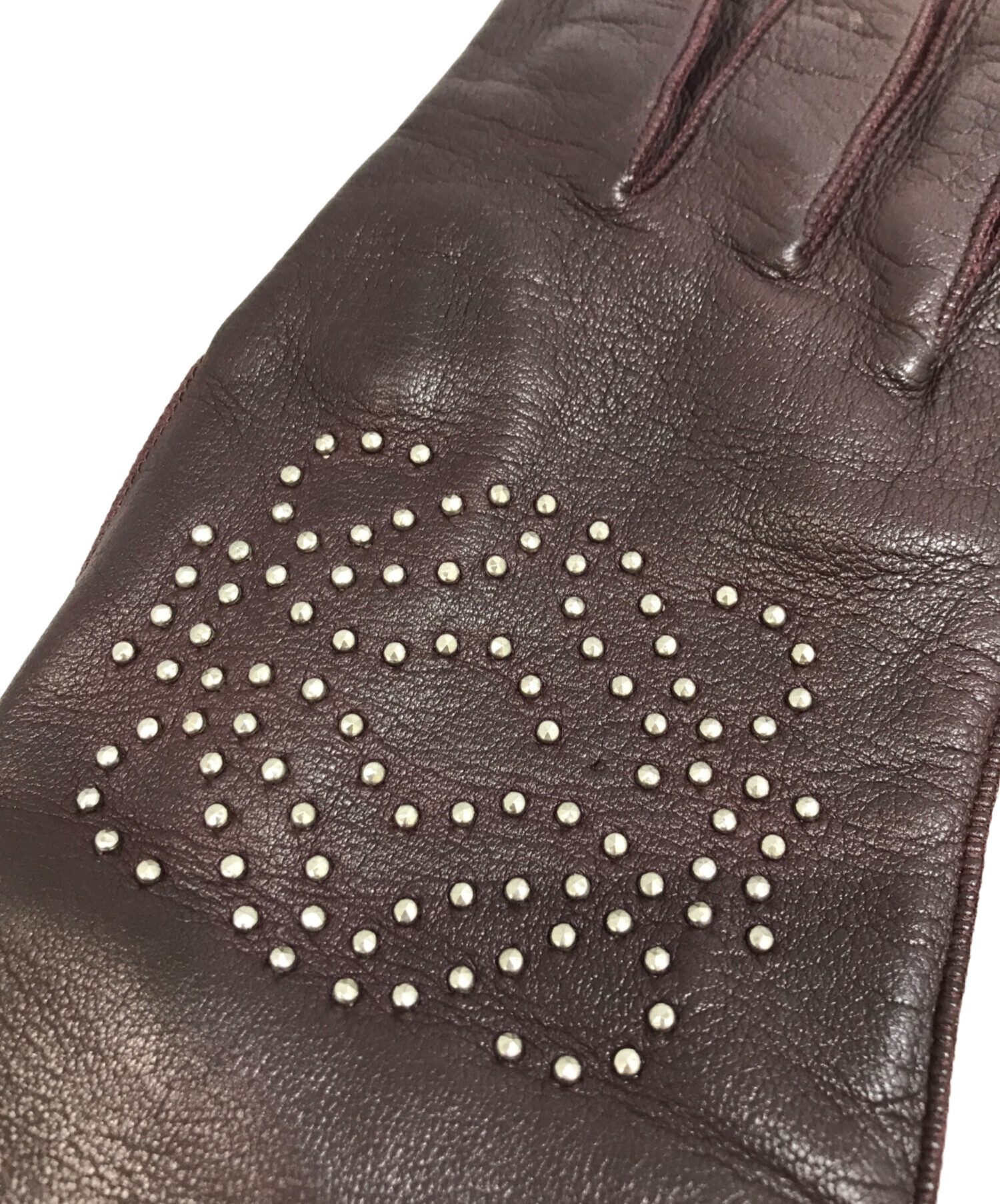 中古・古着通販】LOEWE (ロエベ) ロゴラインストーンレザーグローブ