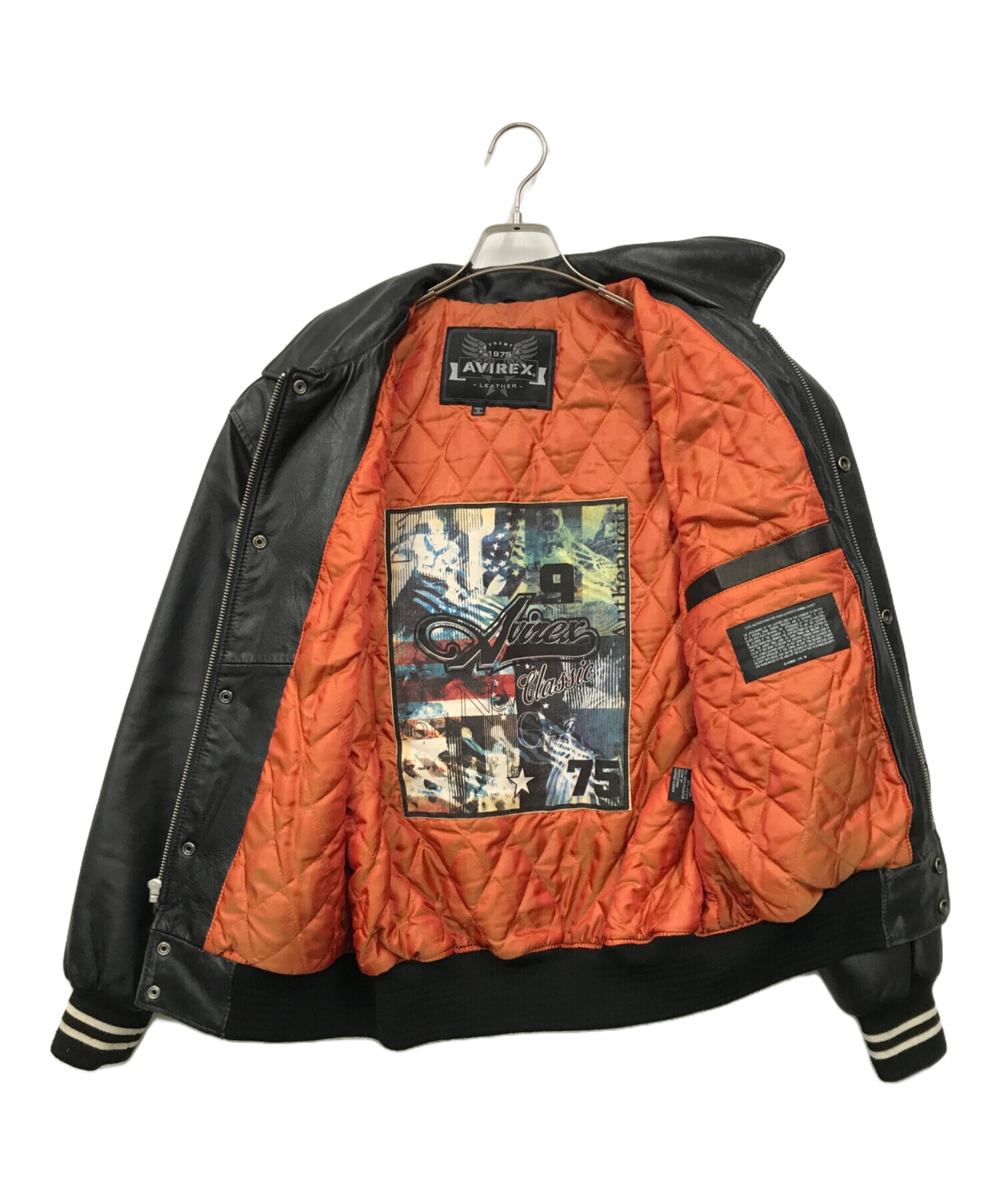 中古・古着通販】AVIREX (アヴィレックス) レザースタジャン ブラック