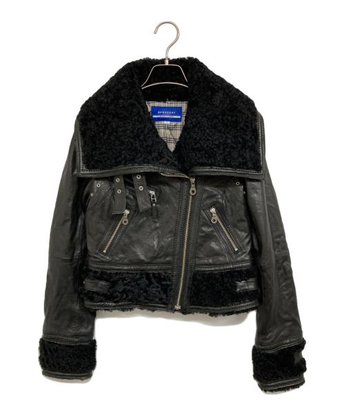 バーバリーブルーレーベル✿ボアジャケット 合成皮革 裏地ノバチェック