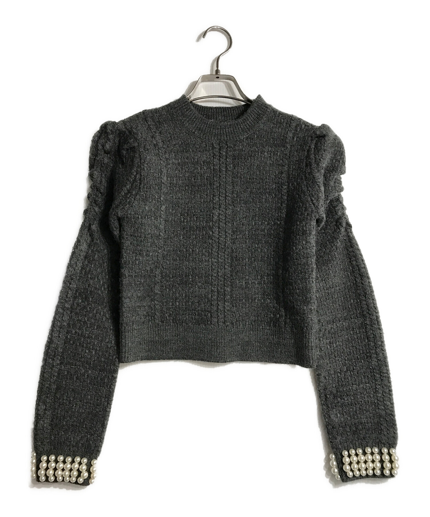 中古・古着通販】anuans (アニュアンス) パールニットトップス グレー
