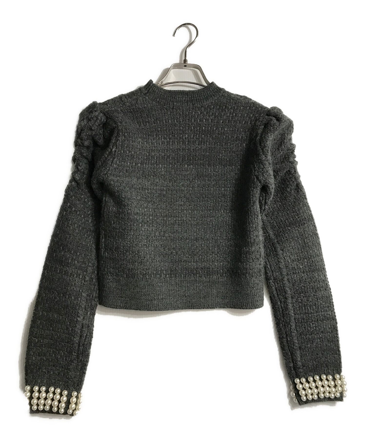 中古・古着通販】anuans (アニュアンス) パールニットトップス グレー