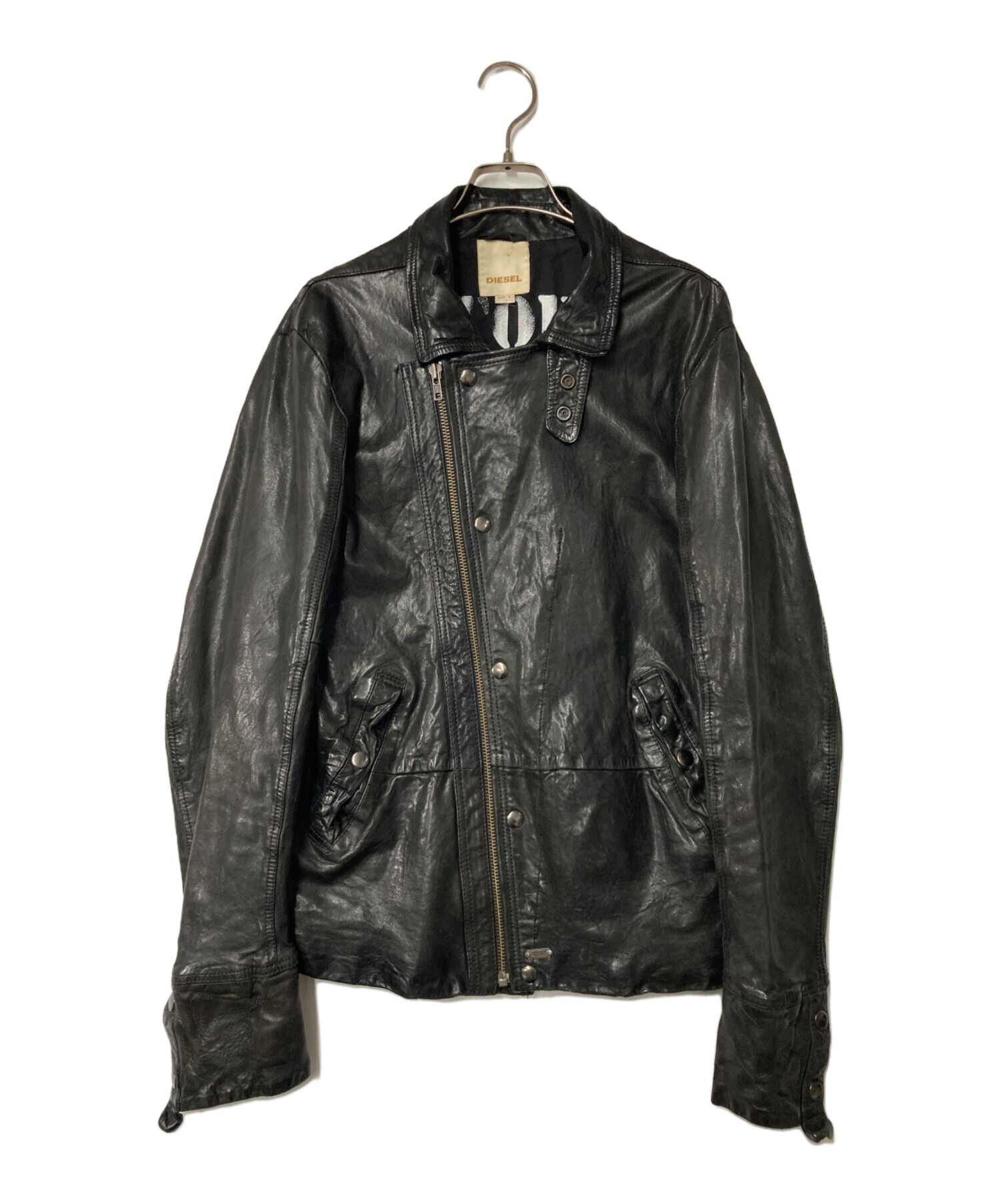 中古・古着通販】DIESEL (ディーゼル) ラムレザーライダースジャケット