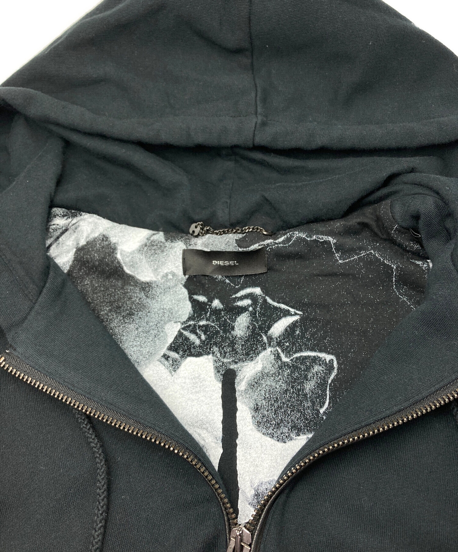 中古・古着通販】DIESEL (ディーゼル) ラムレザー切替ジップパーカー