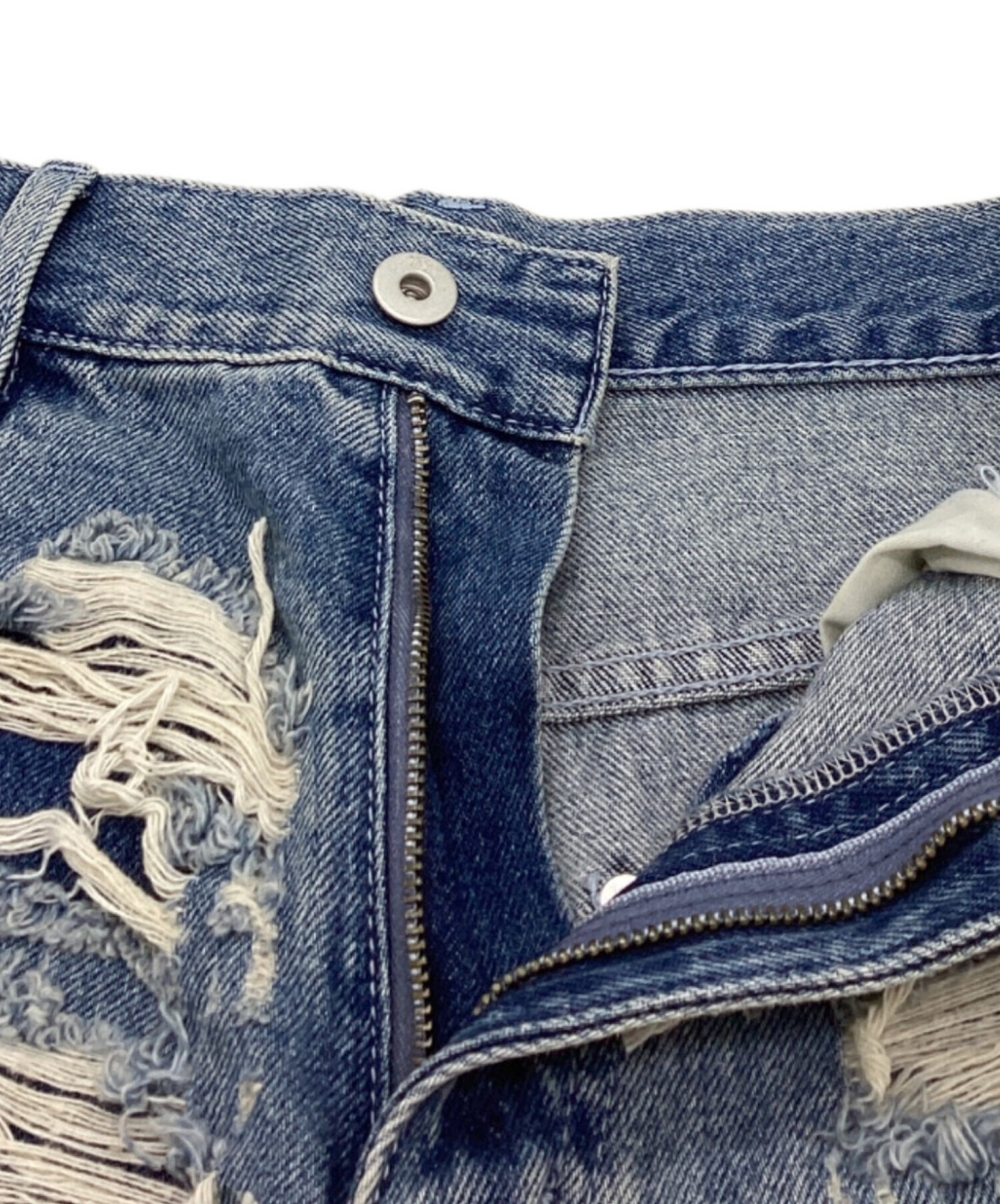 中古・古着通販】AMERI (アメリ) UND HARD DAMAGE LOOSE DENIM