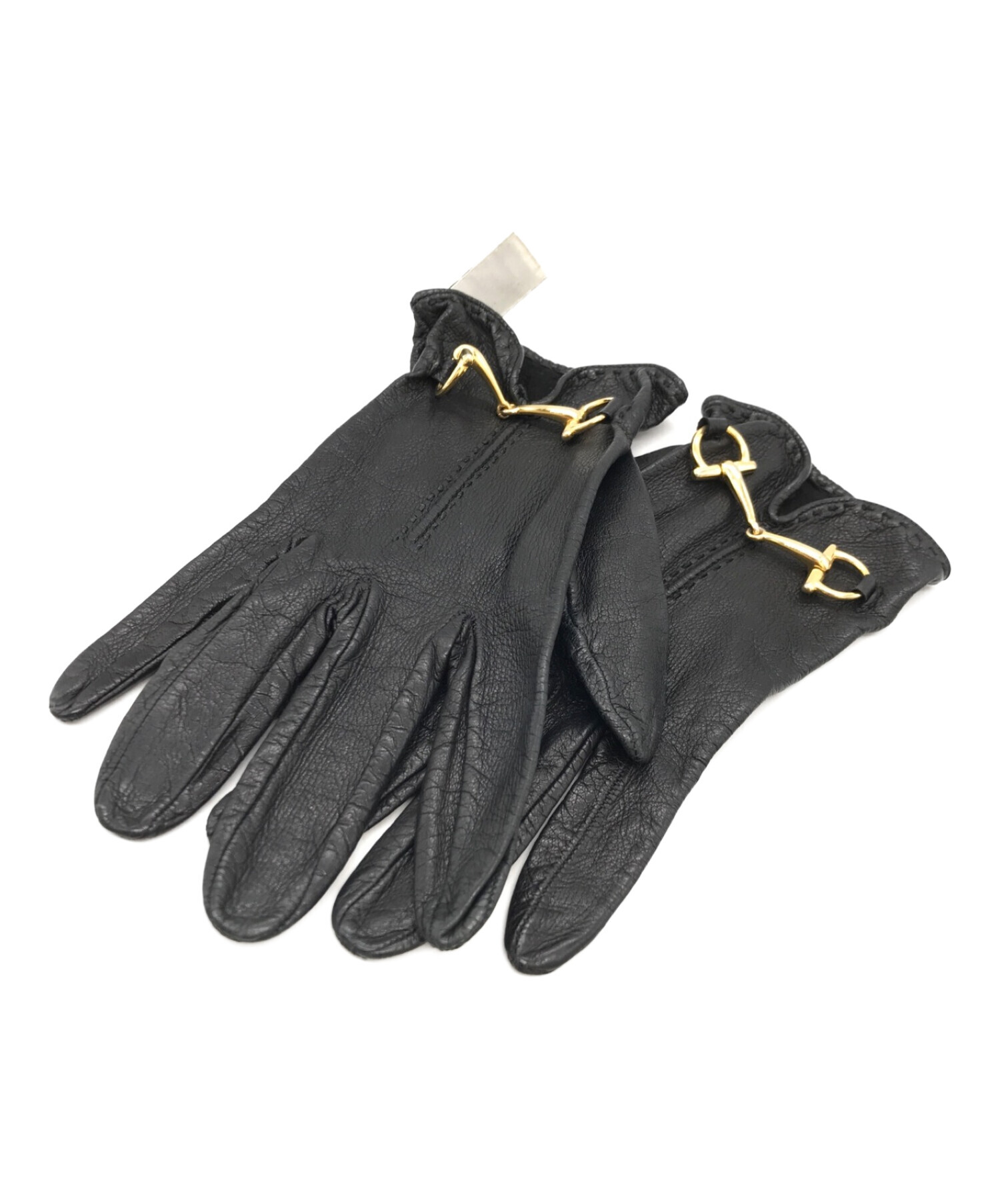 中古・古着通販】GUCCI (グッチ) ホースビットレザーグローブ ブラック