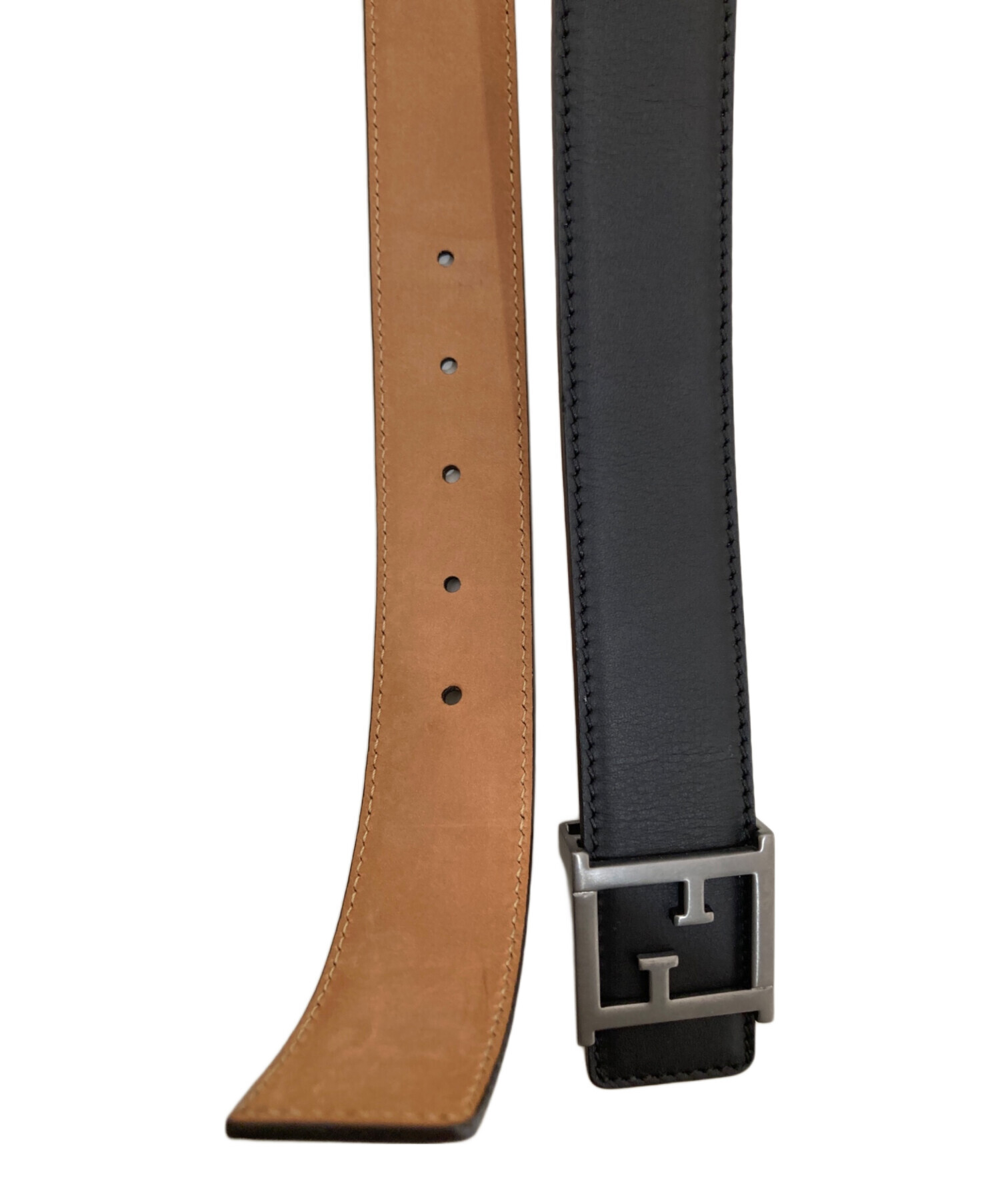 中古・古着通販】FENDI (フェンディ) ダブルF レザーベルト ブラック