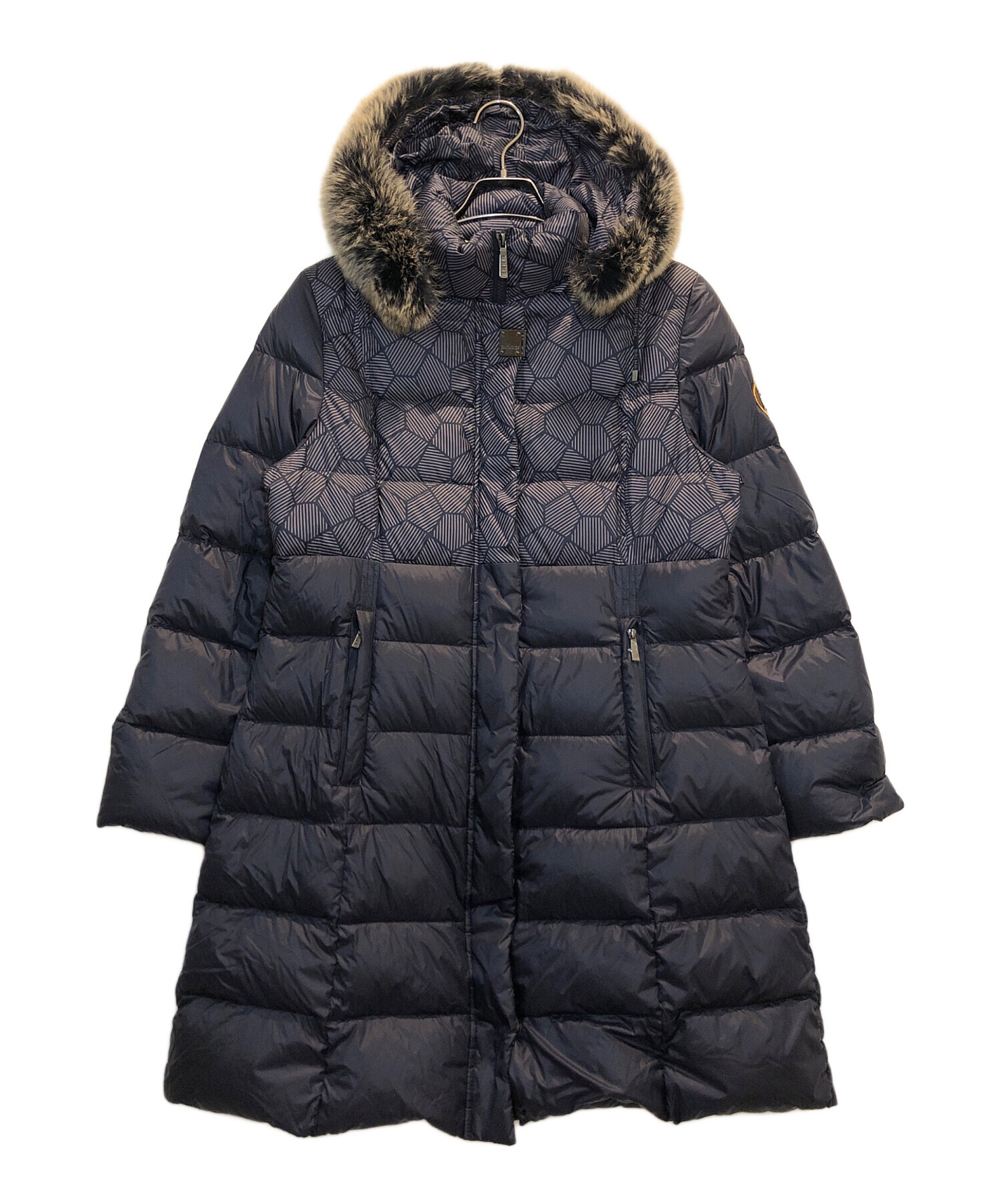 中古・古着通販】BALMAIN (バルマン) ファー付きダウンコート ネイビー