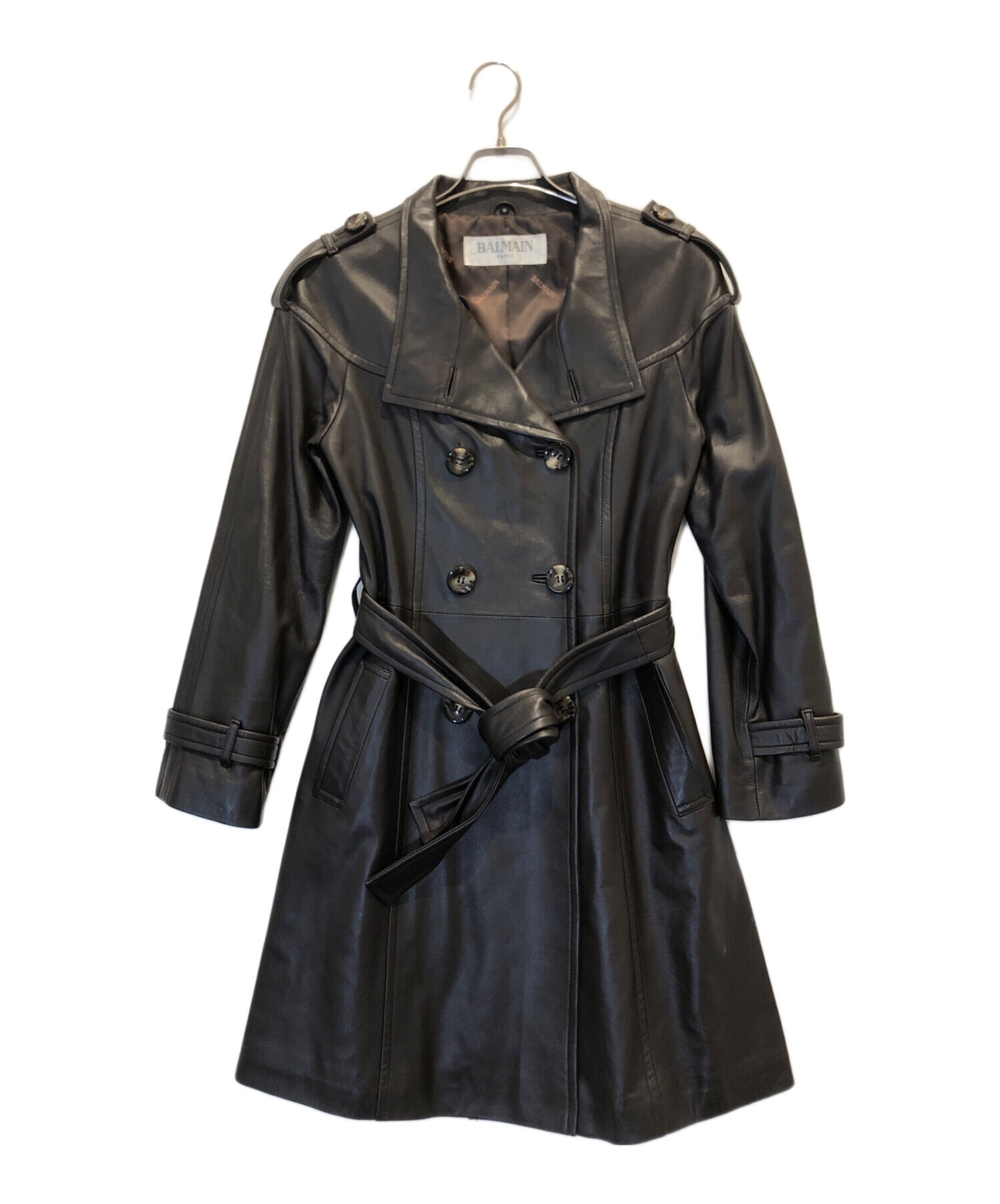 中古・古着通販】BALMAIN (バルマン) ラムレザートレンチコート