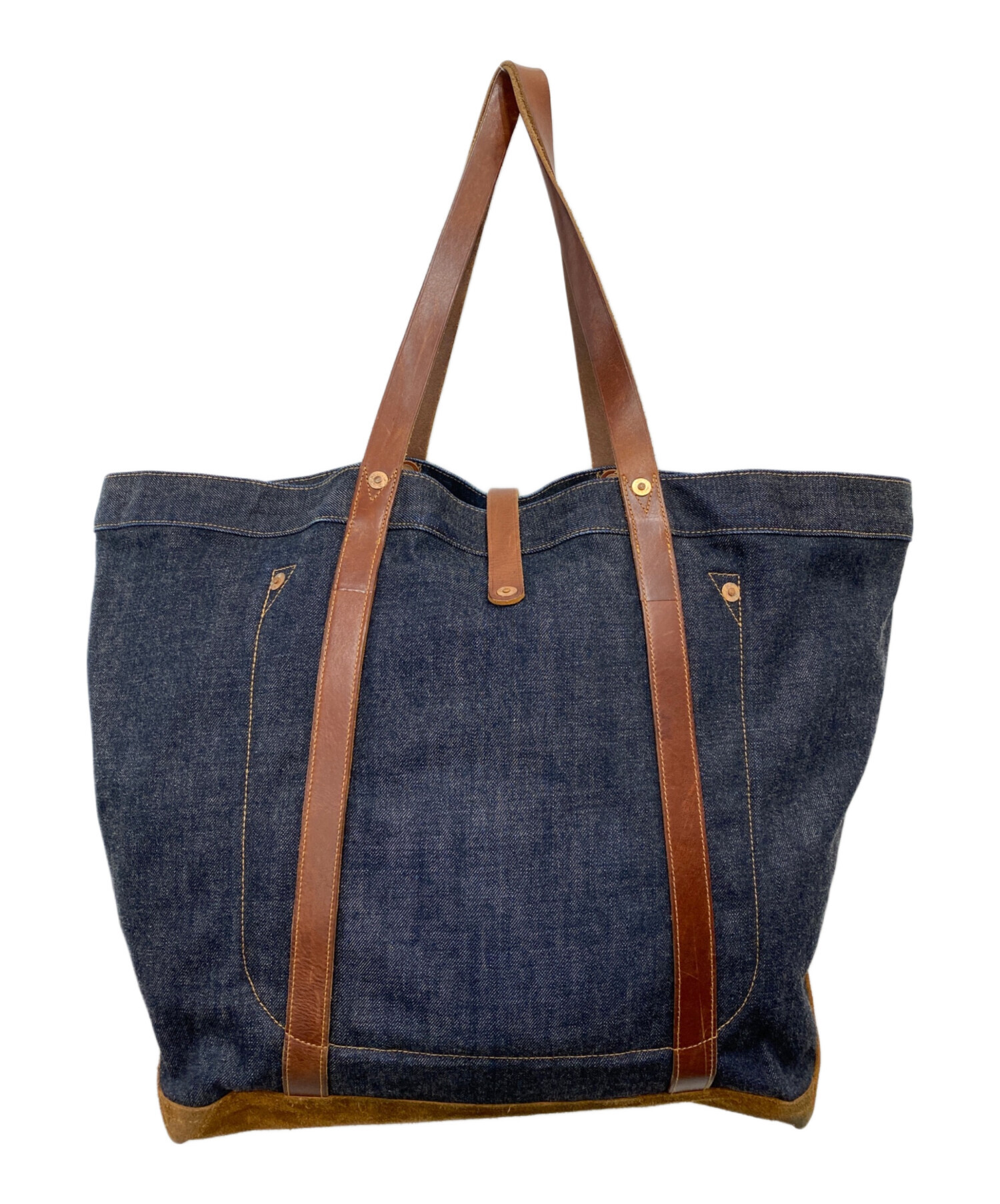 中古・古着通販】RRL (ダブルアールエル) レザートリムデニムトート