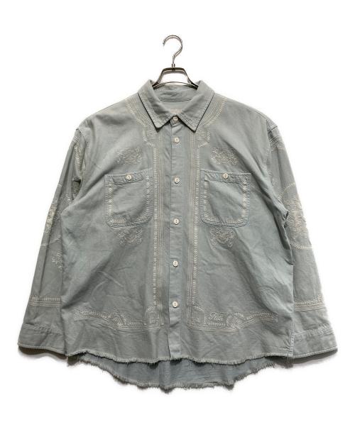 中古・古着通販】KITH (キス) Raw Hem Denim Apollo Shirt ブルー
