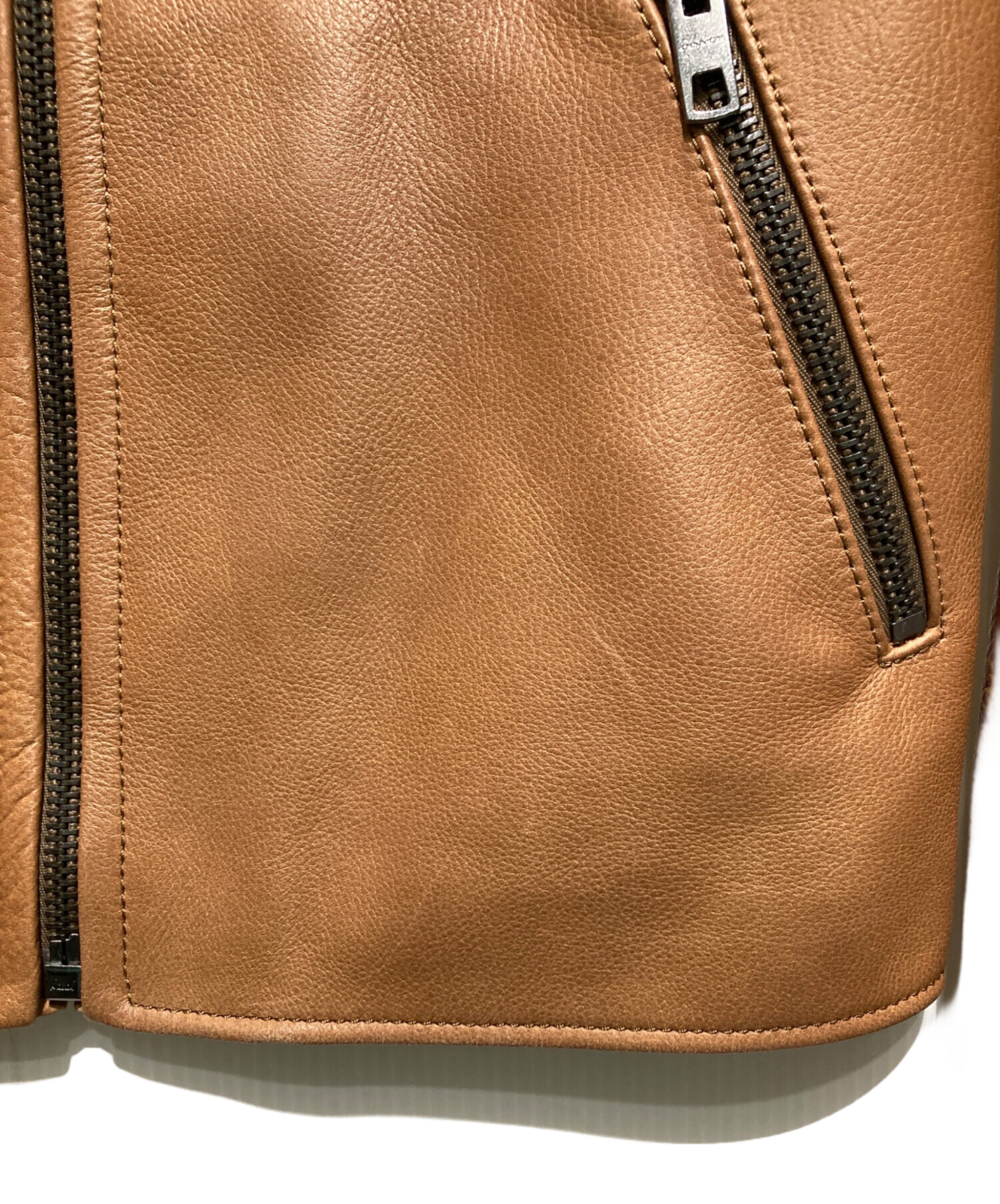 中古・古着通販】COACH (コーチ) シングルレザ‐ジャケット ブラウン