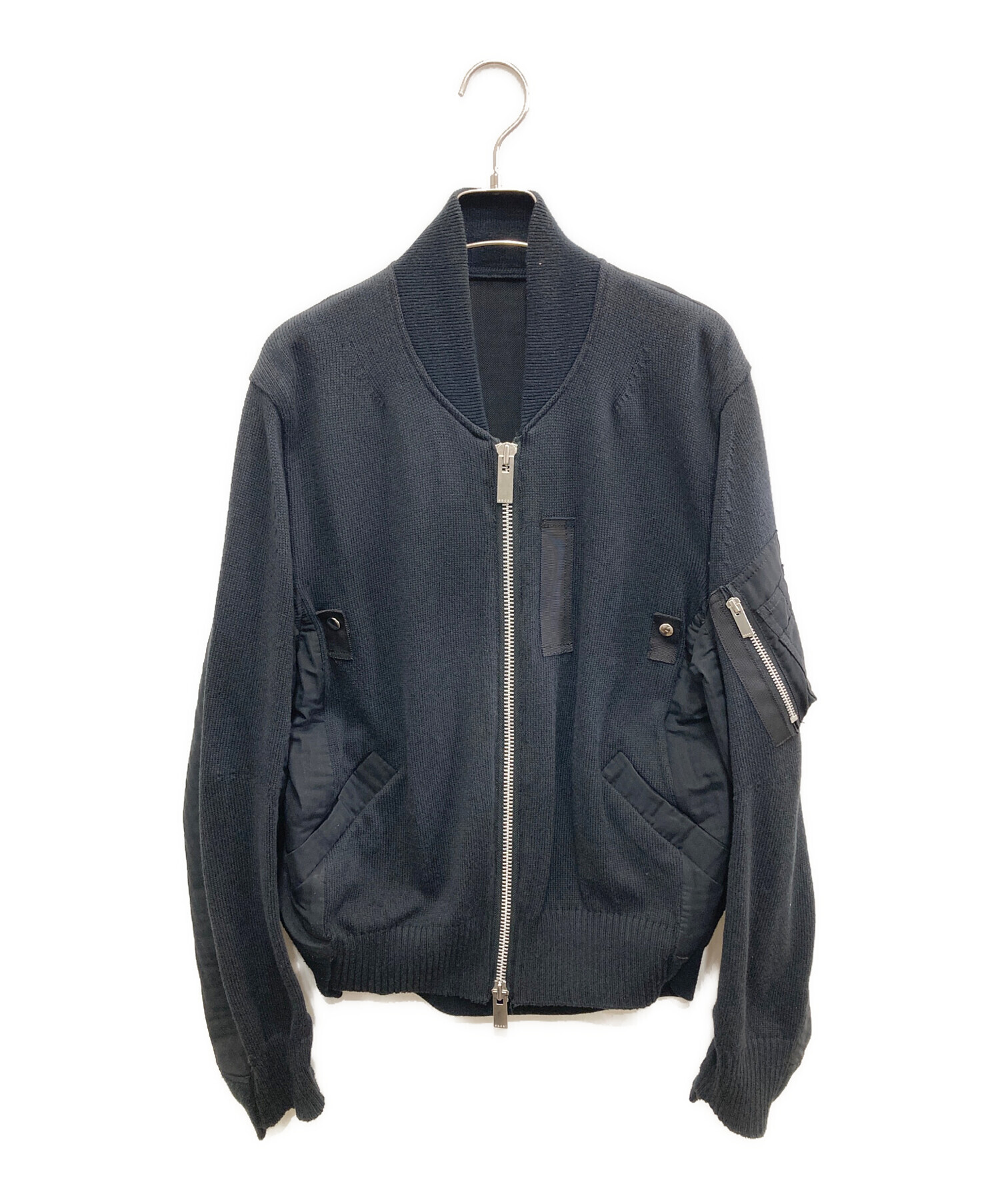 中古・古着通販】sacai (サカイ) ニット切替ブルゾン ブラック サイズ