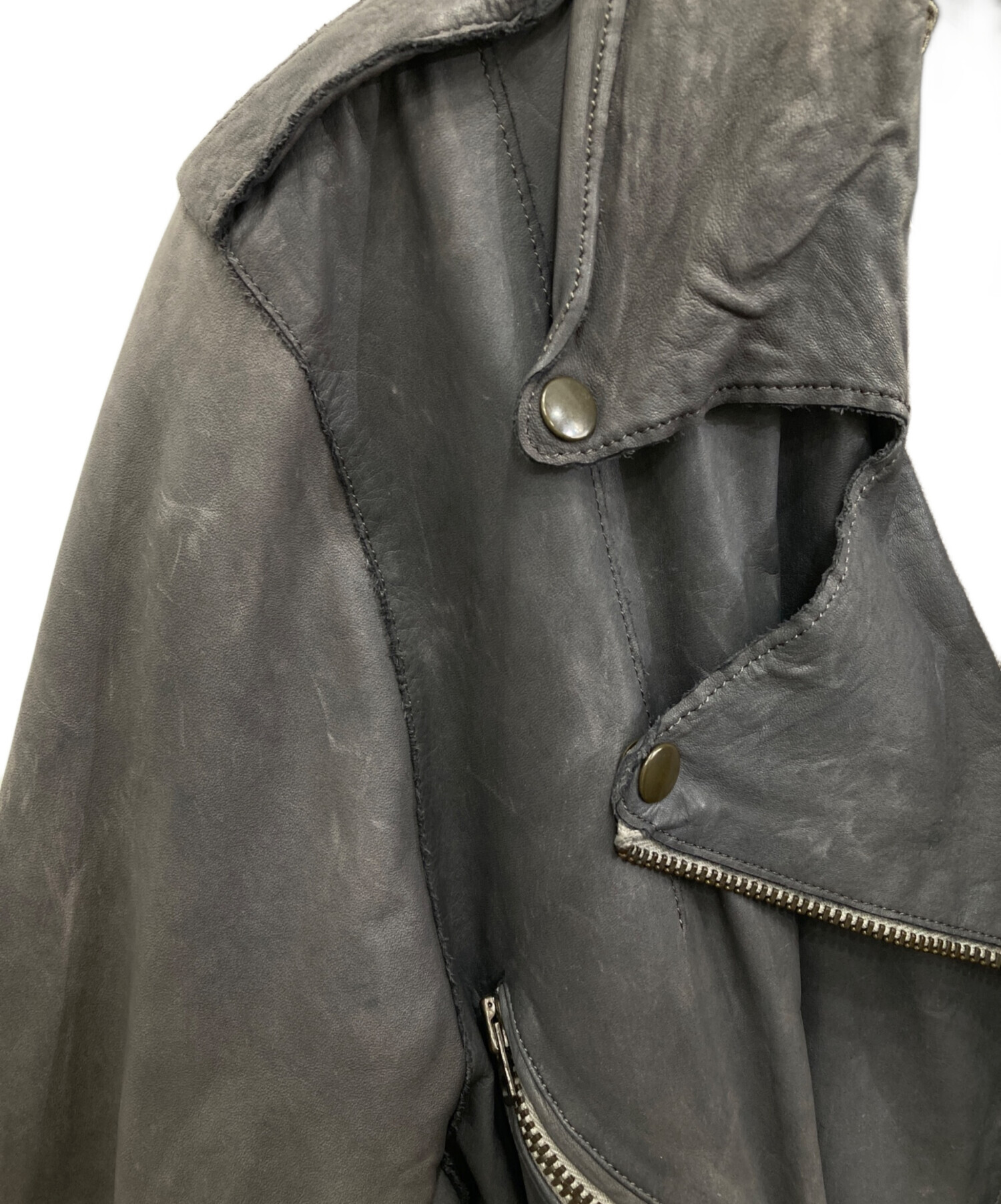 中古・古着通販】sisii (シシ) レザーライダースジャケット グレー