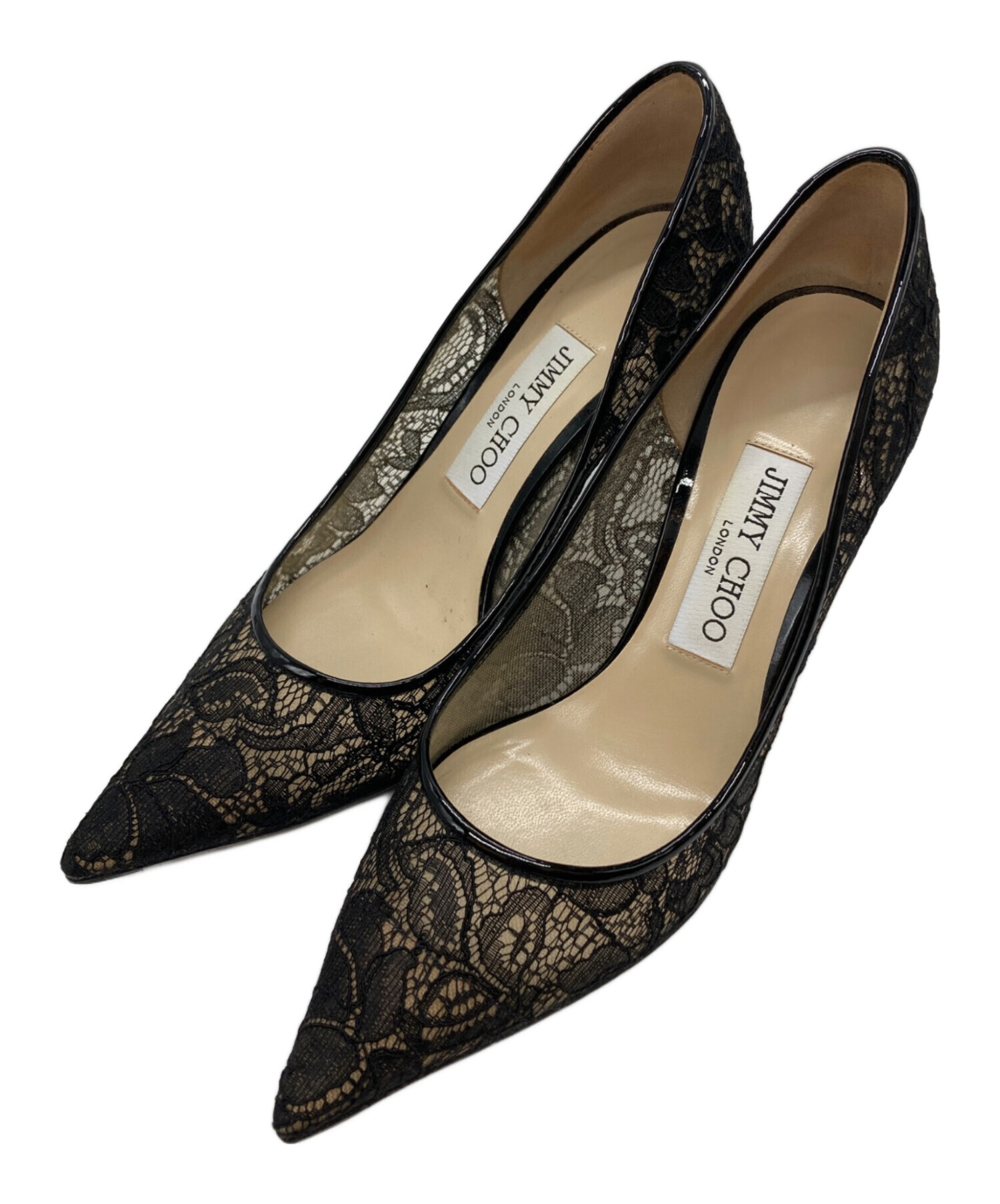 中古・古着通販】JIMMY CHOO (ジミーチュウ) レースパンプス ブラック