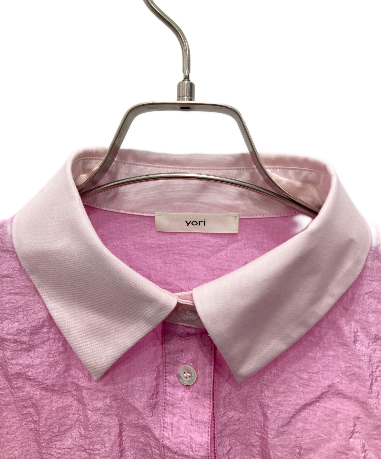 中古・古着通販】yori (ヨリ) シアーラガーブラウス ピンク サイズ:F