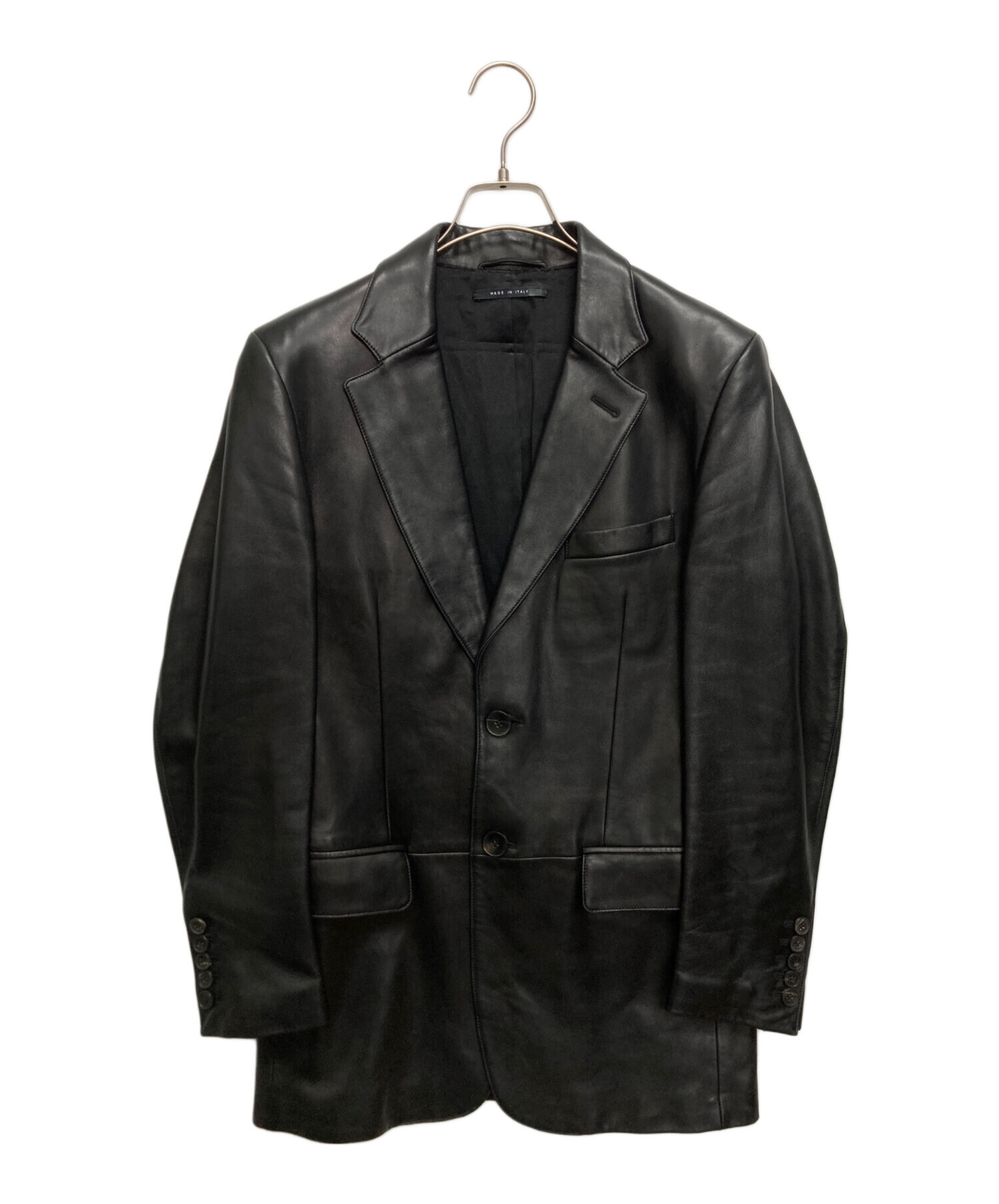 中古・古着通販】GUCCI (グッチ) レザーテーラードジャケット ブラック