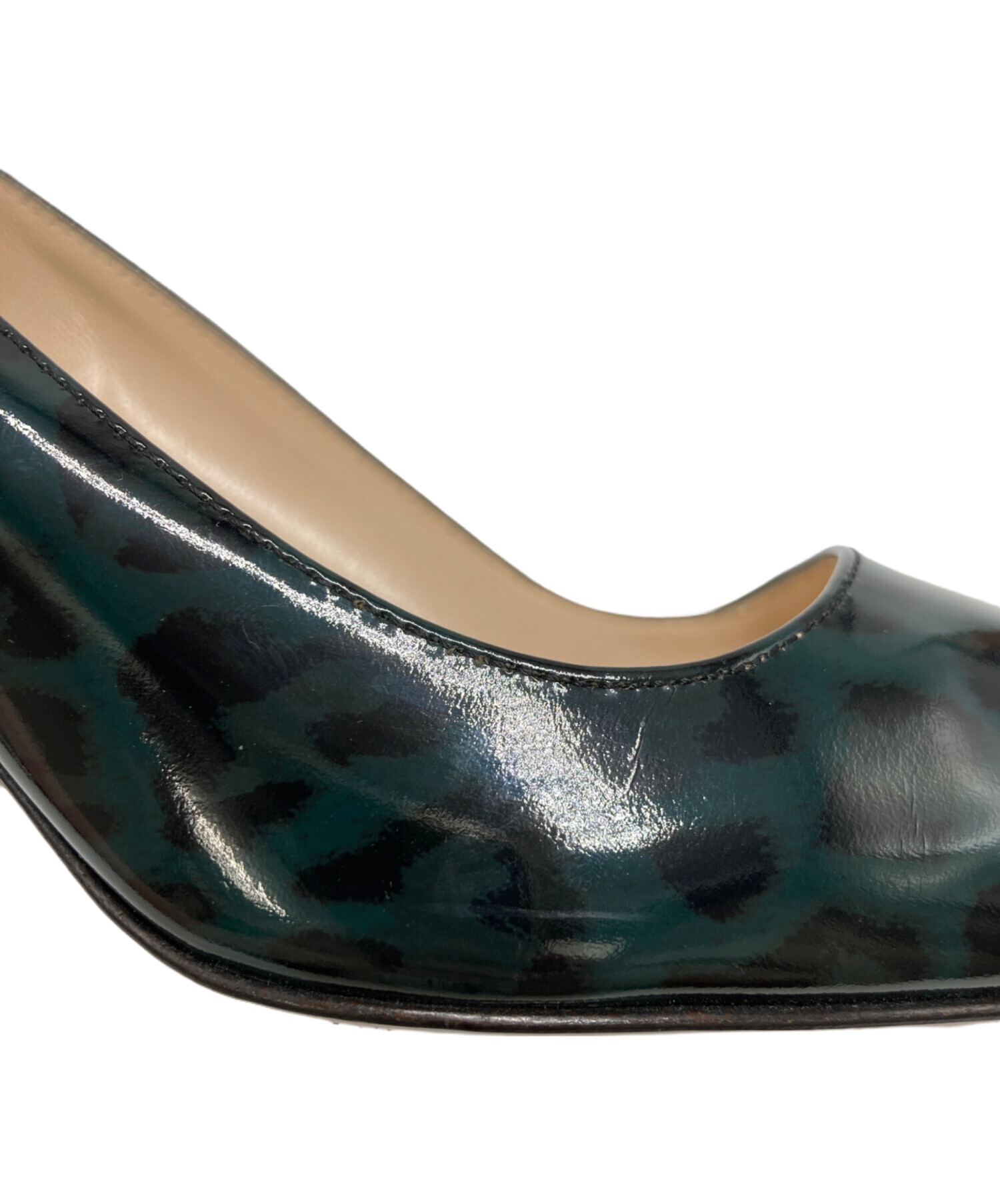 中古・古着通販】PRADA (プラダ) レオパードパテントパンプス グリーン