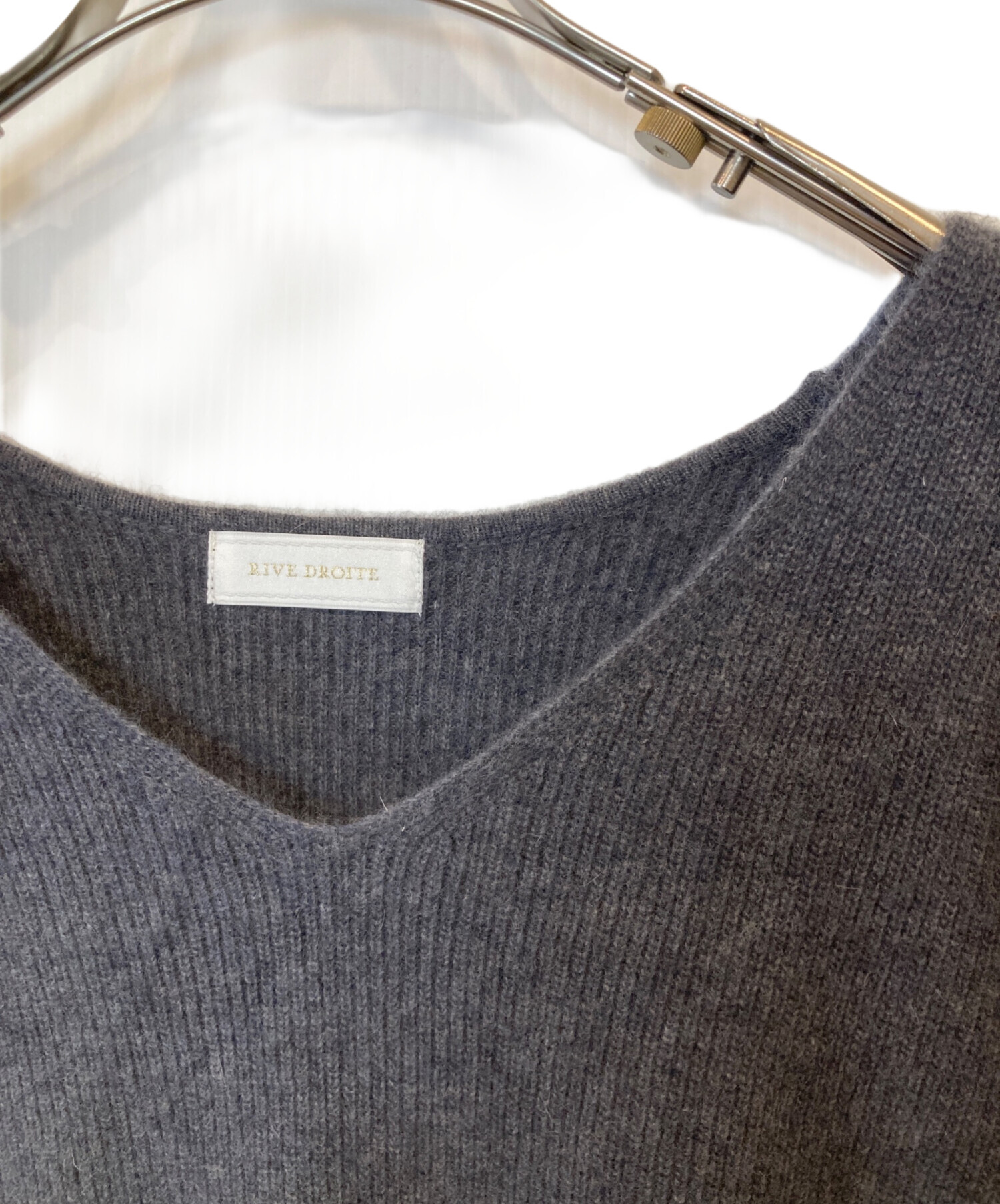 中古・古着通販】RIVE DROITE (リヴドロワ) ヘアリーウール片畦Vネック