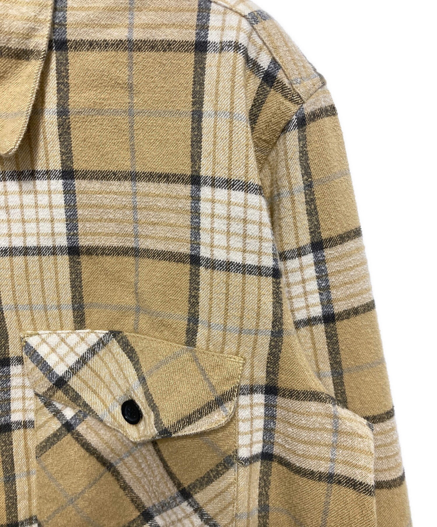 中古・古着通販】UNUSED (アンユーズド) チェックネルシャツ ベージュ